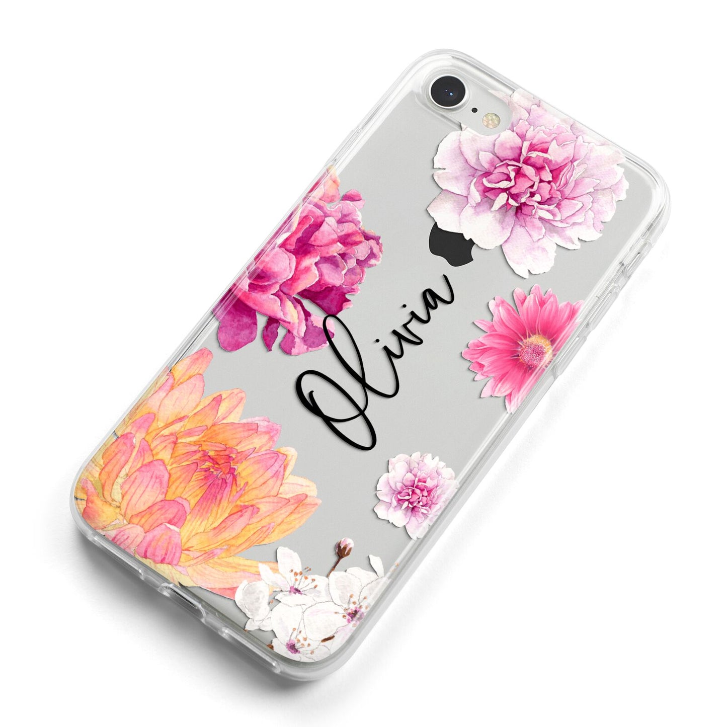 Personalised Dahlia Pink iPhone 8 Bumper Case on Silver iPhone Alternative Image