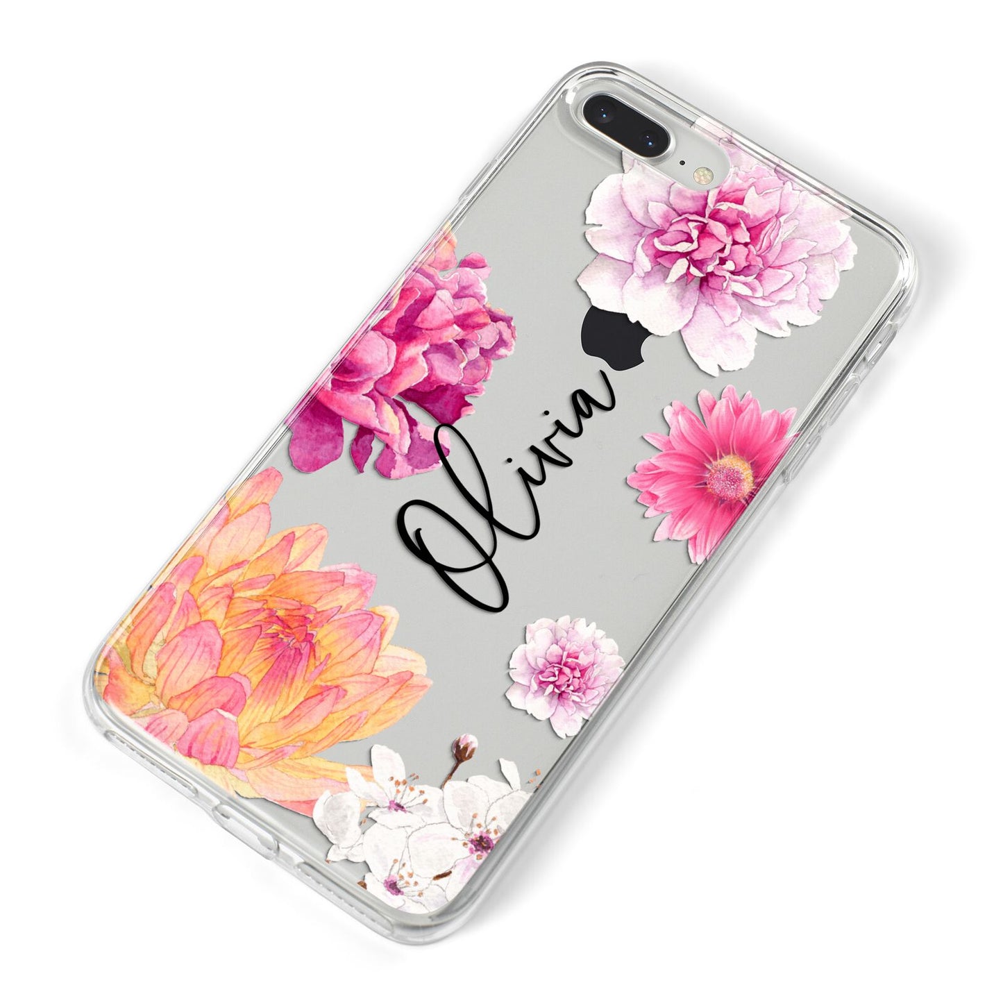 Personalised Dahlia Pink iPhone 8 Plus Bumper Case on Silver iPhone Alternative Image