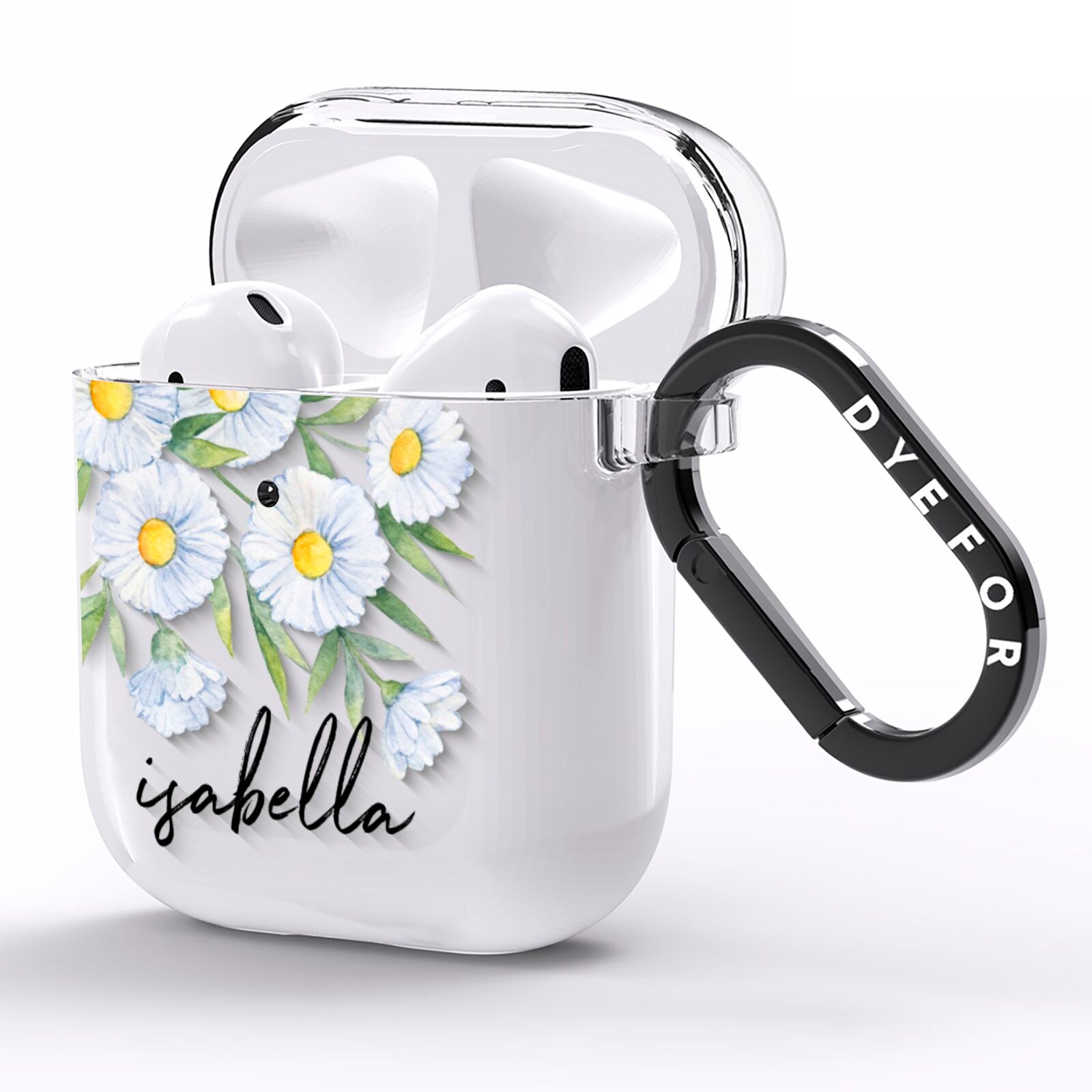 Personalised Daisy Flower AirPods Clear Case Side Image