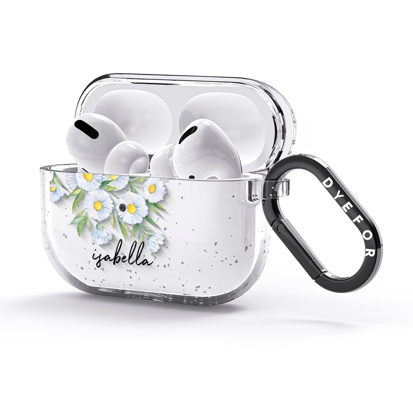 Personalised Daisy Flower AirPods Glitter Case 3rd Gen Side Image