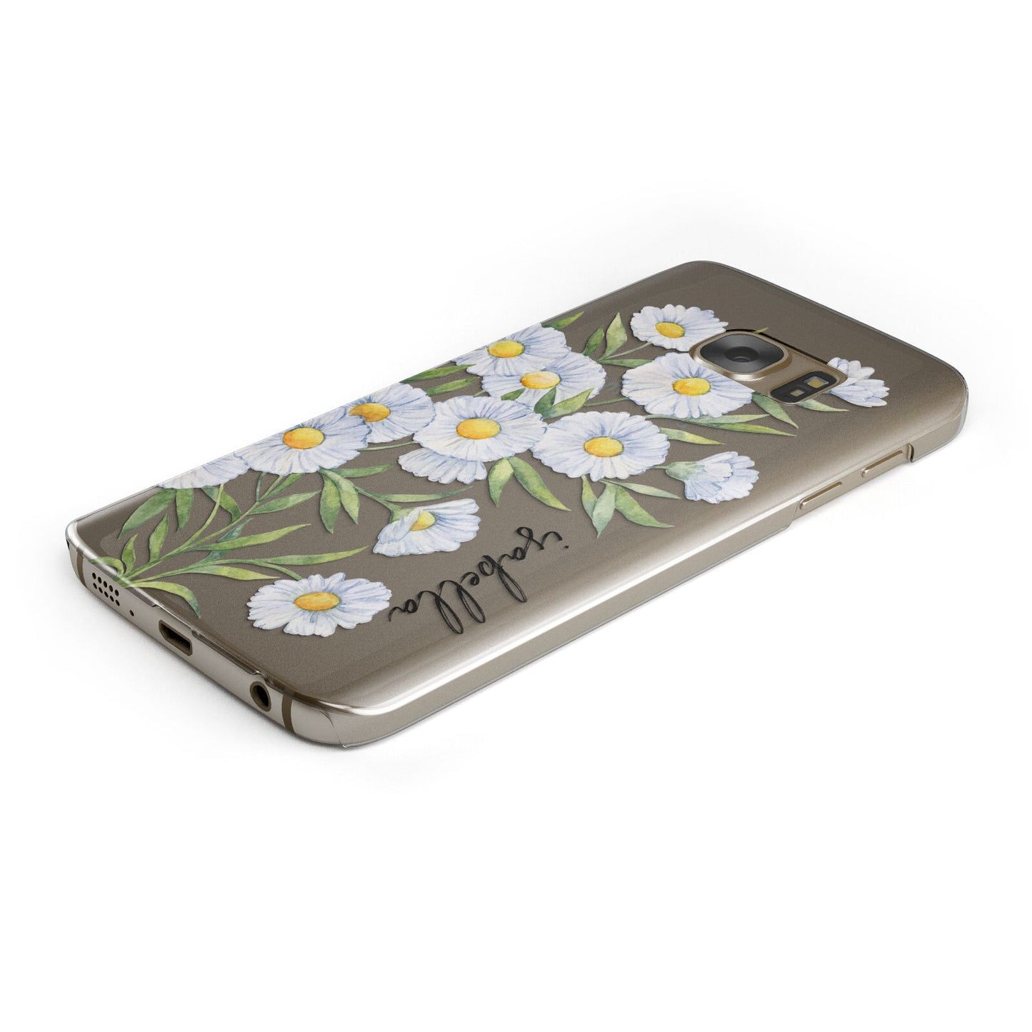 Personalised Daisy Flower Protective Samsung Galaxy Case Angled Image