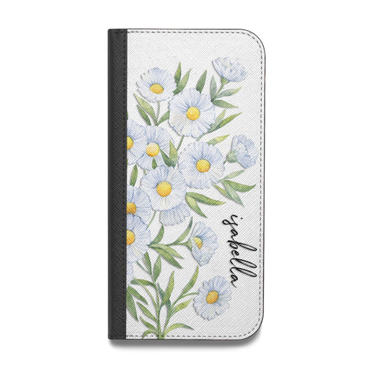 Personalised Daisy Flower Vegan Leather Flip iPhone Case