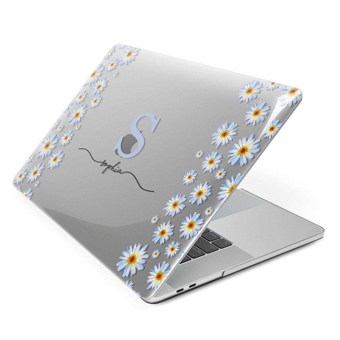 Personalised Daisy Initial Name Apple MacBook Case Side View