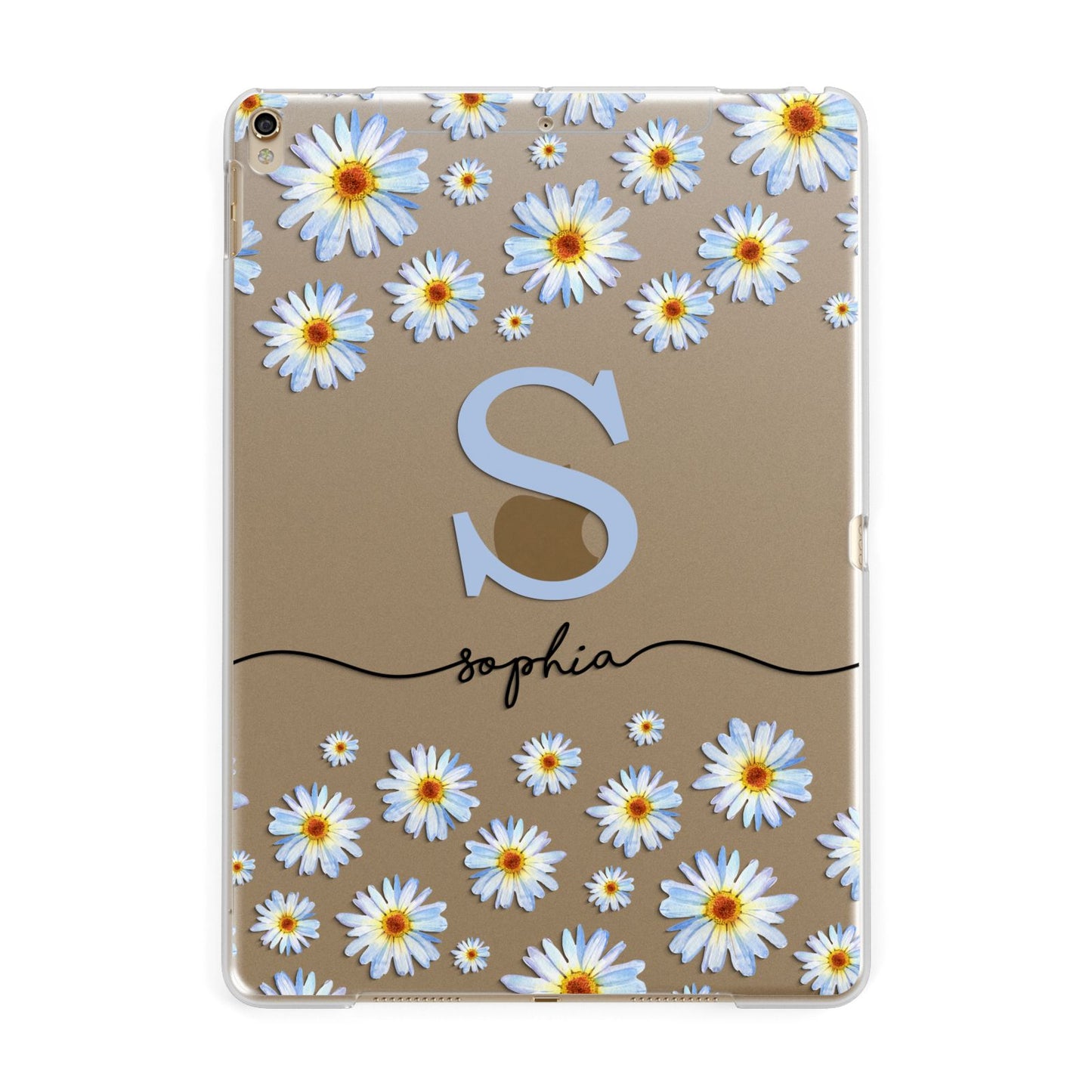 Personalised Daisy Initial Name Apple iPad Gold Case
