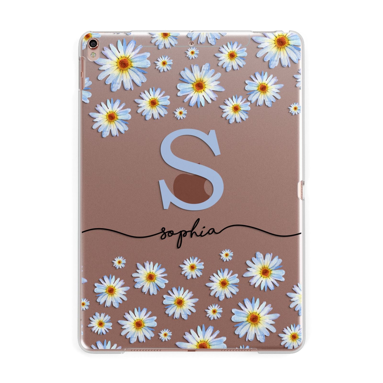 Personalised Daisy Initial Name Apple iPad Rose Gold Case