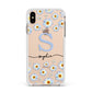 Personalised Daisy Initial Name Apple iPhone Xs Max Impact Case White Edge on Gold Phone
