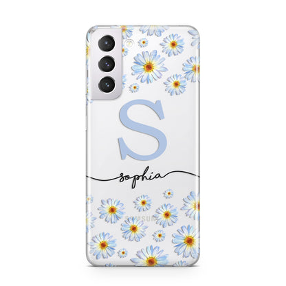 Personalised Daisy Initial Name Samsung S21 Case