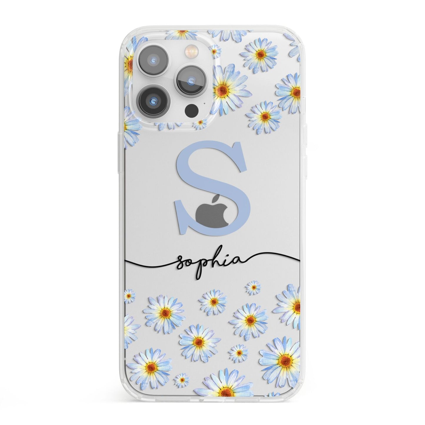 Personalised Daisy Initial Name iPhone 13 Pro Max Clear Bumper Case