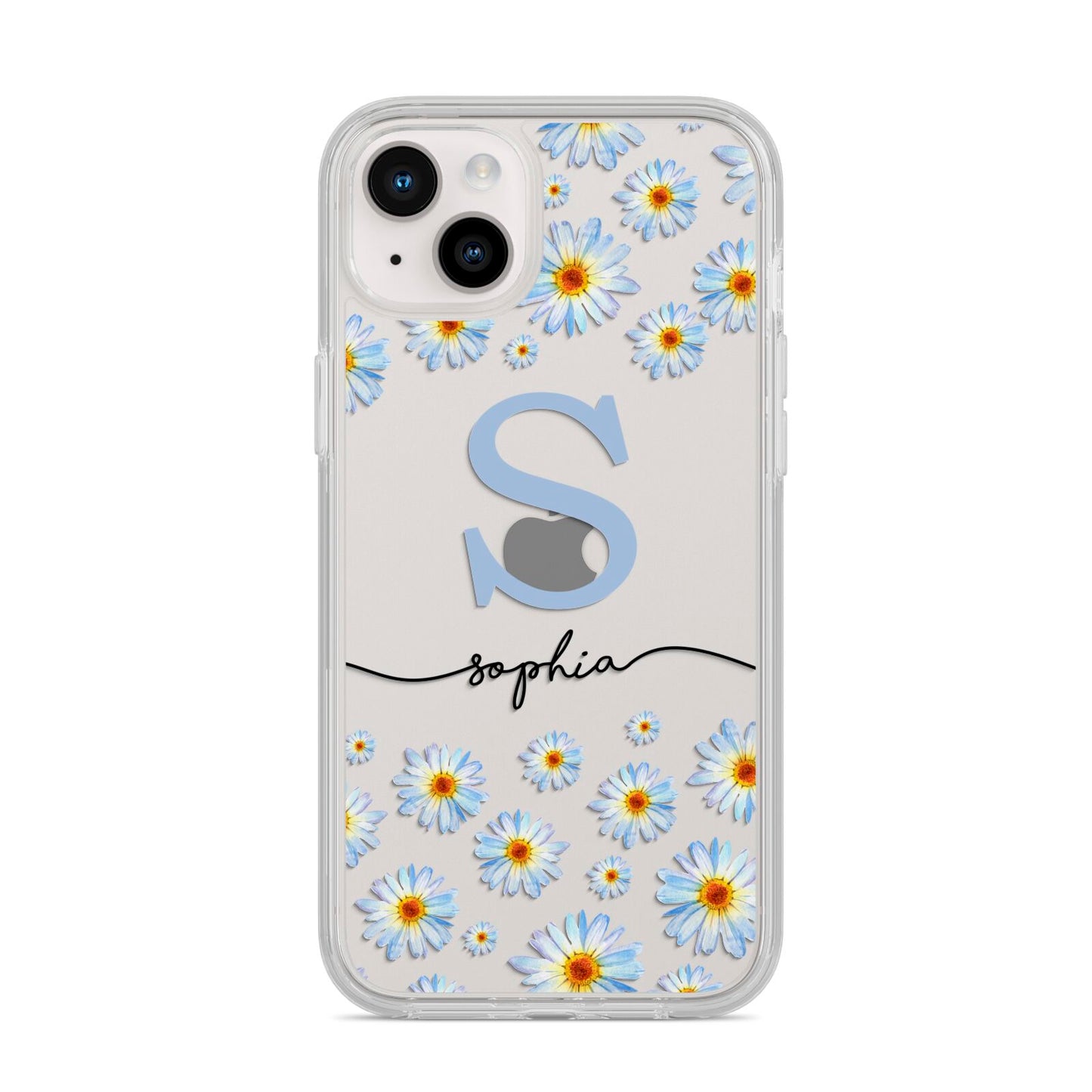 Personalised Daisy Initial Name iPhone 14 Plus Clear Tough Case Starlight