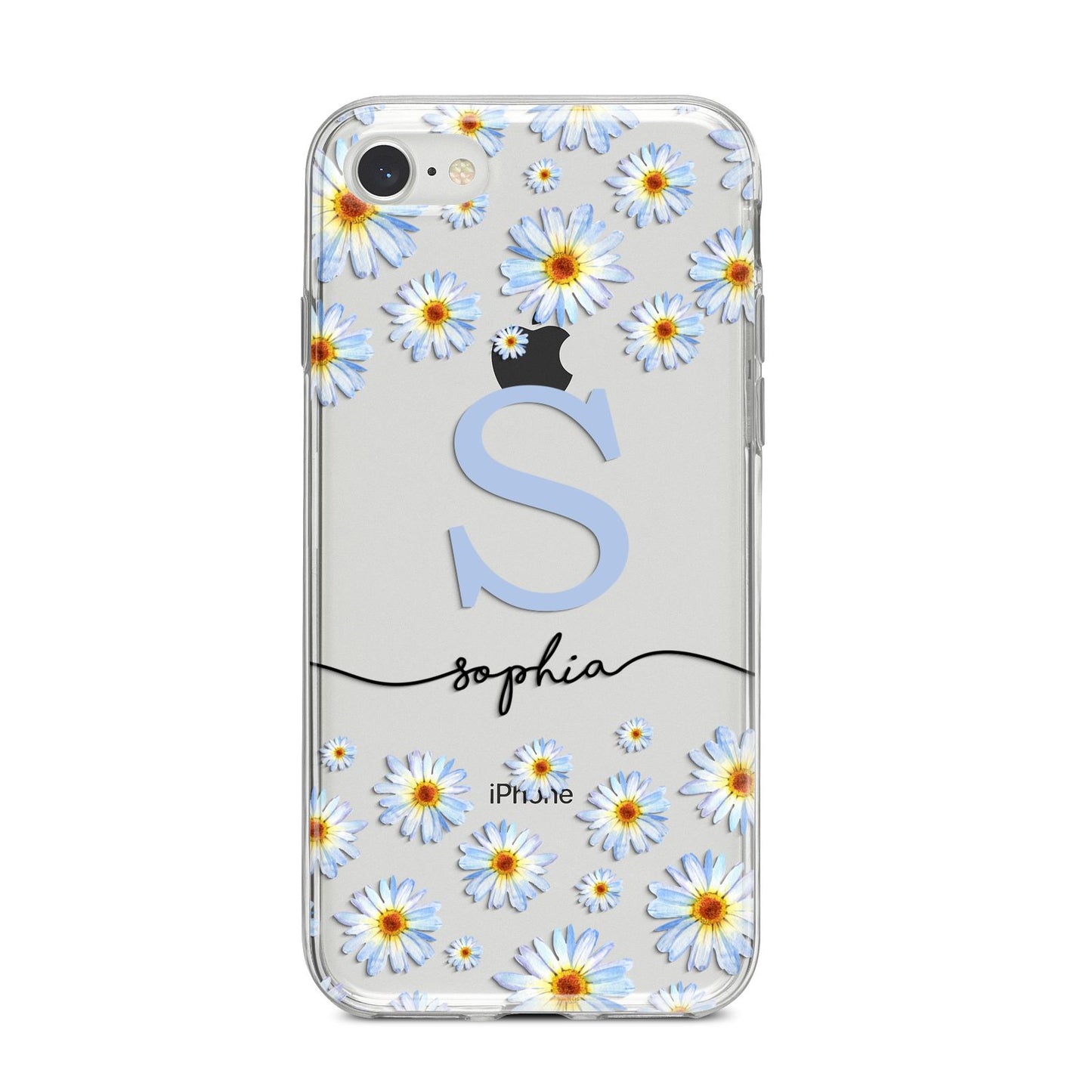 Personalised Daisy Initial Name iPhone 8 Bumper Case on Silver iPhone