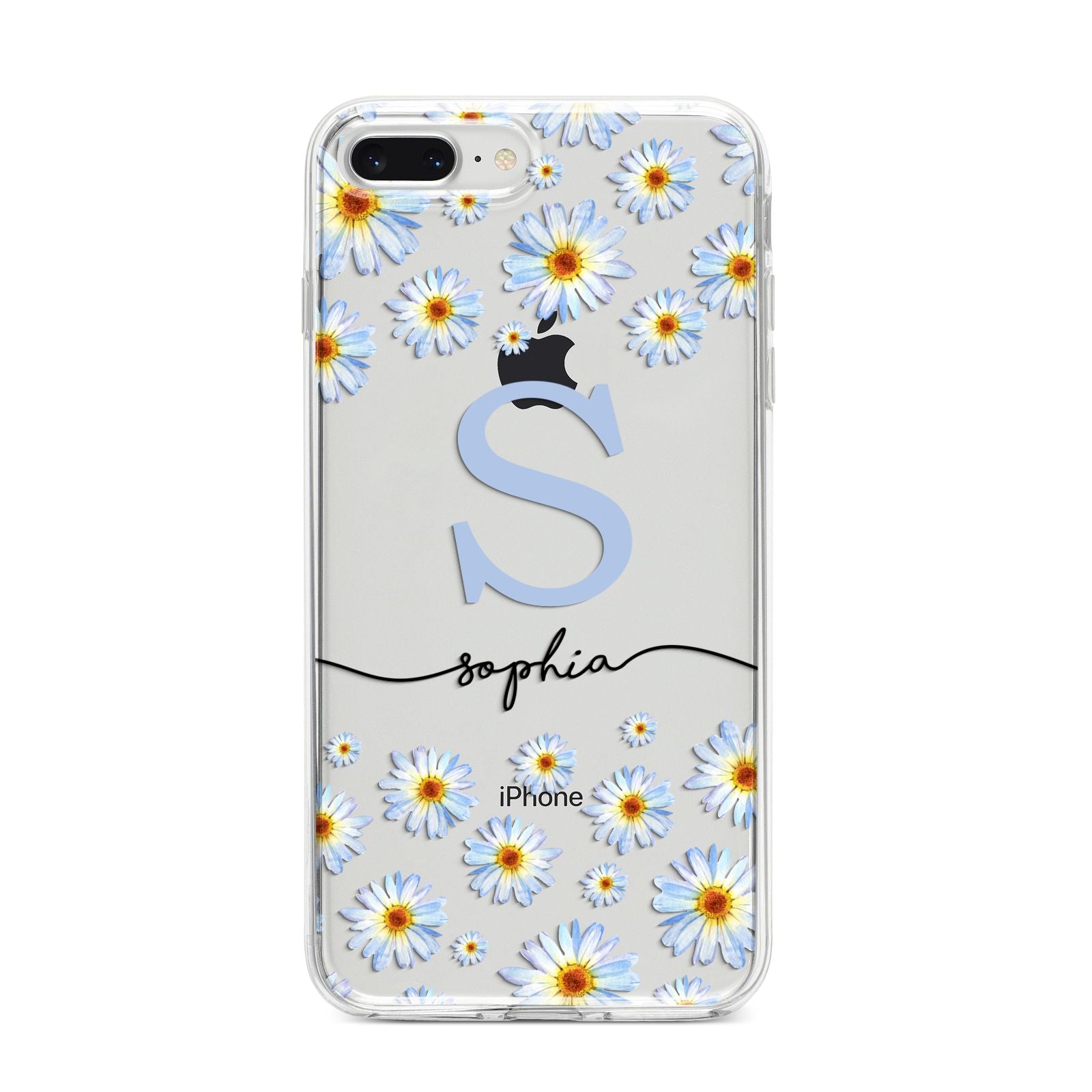 Personalised Daisy Initial Name iPhone 8 Plus Bumper Case on Silver iPhone