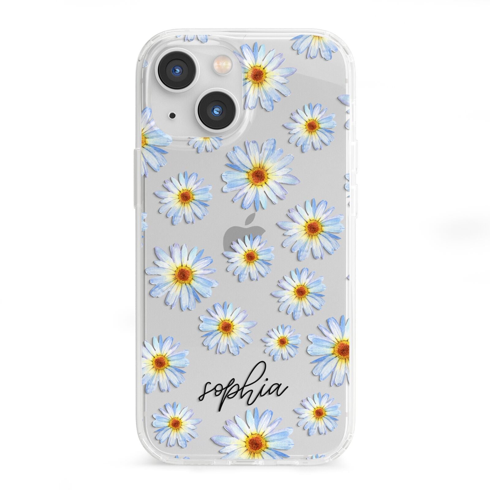Personalised Daisy iPhone 13 Mini Clear Bumper Case