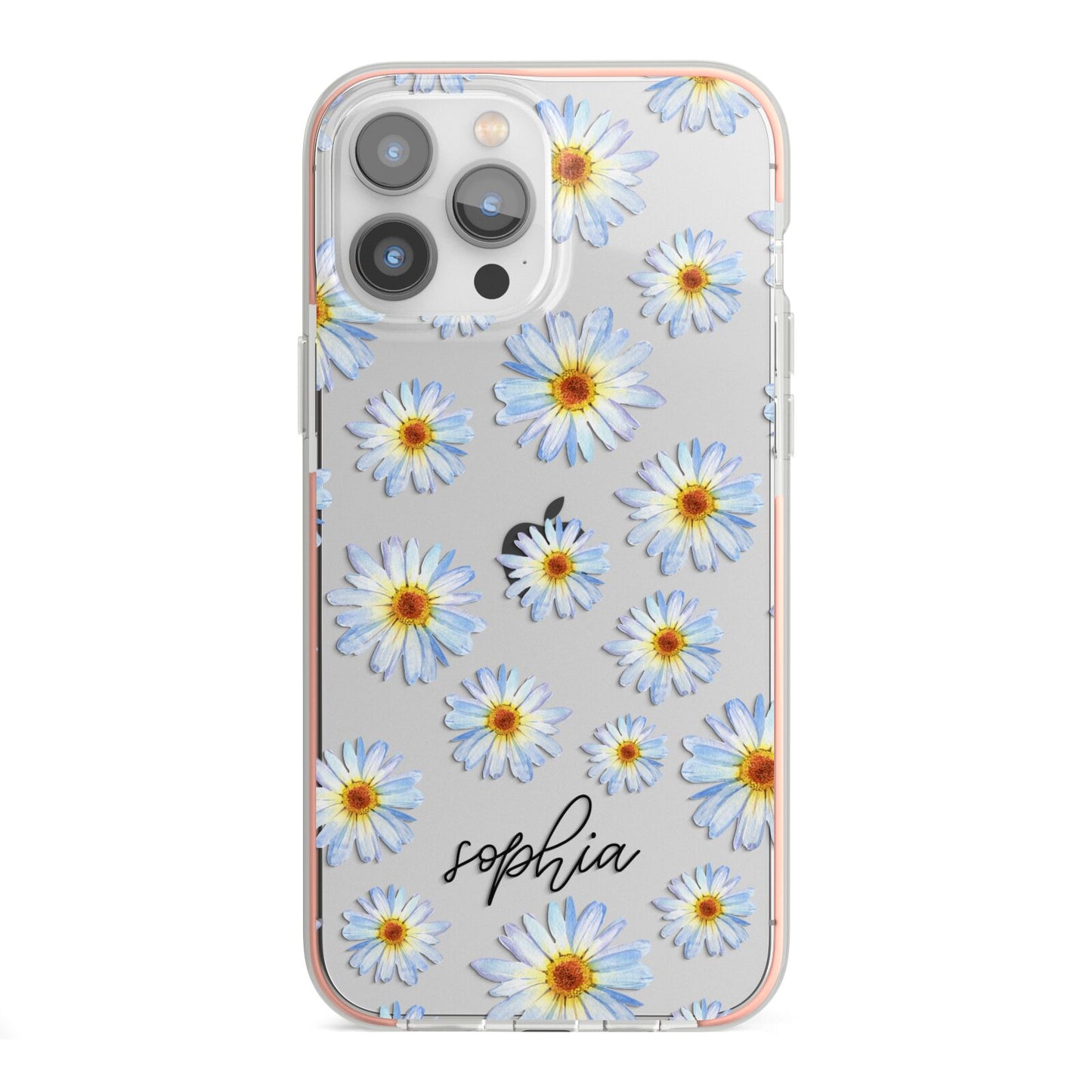 Personalised Daisy iPhone 13 Pro Max TPU Impact Case with Pink Edges