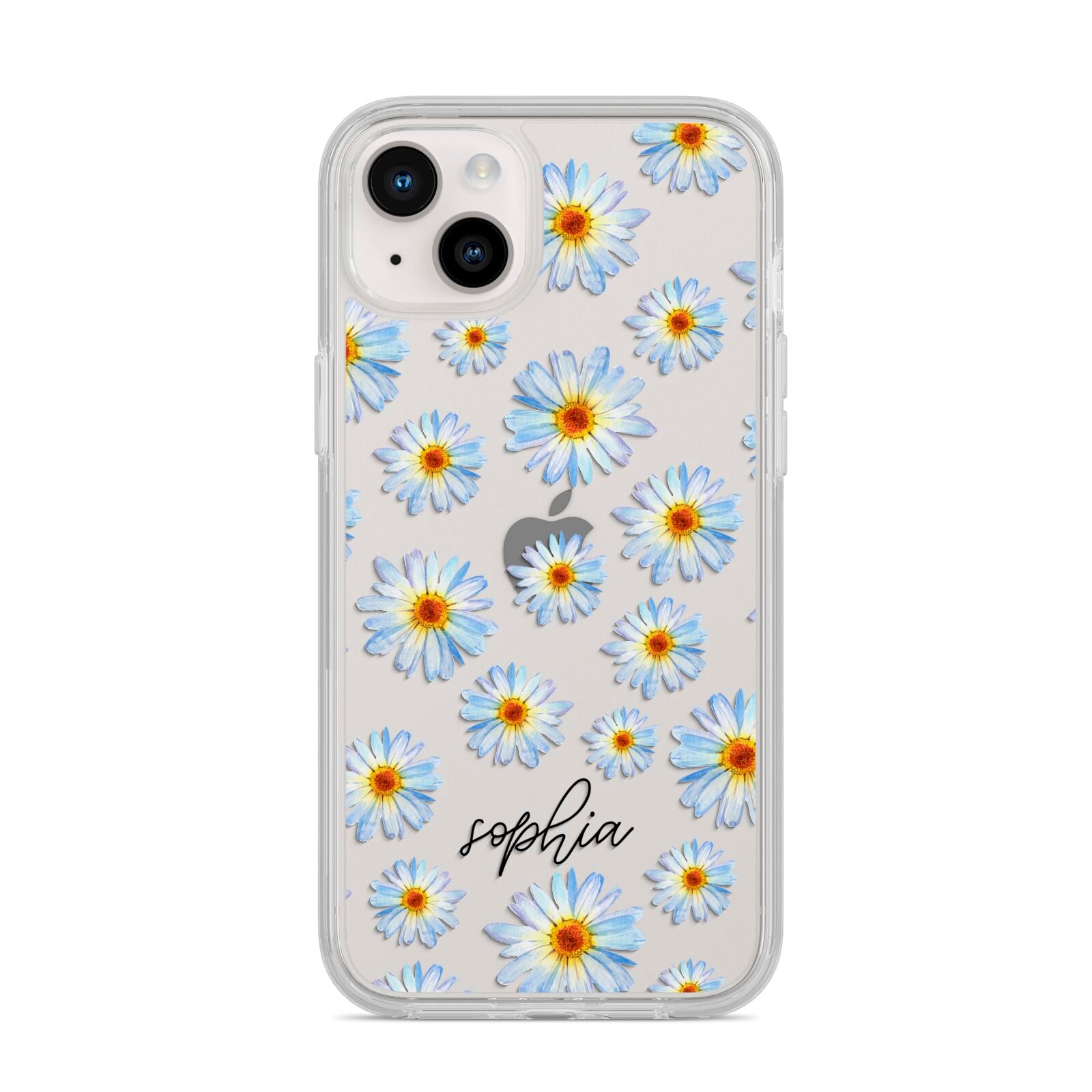 Personalised Daisy iPhone 14 Plus Clear Tough Case Starlight