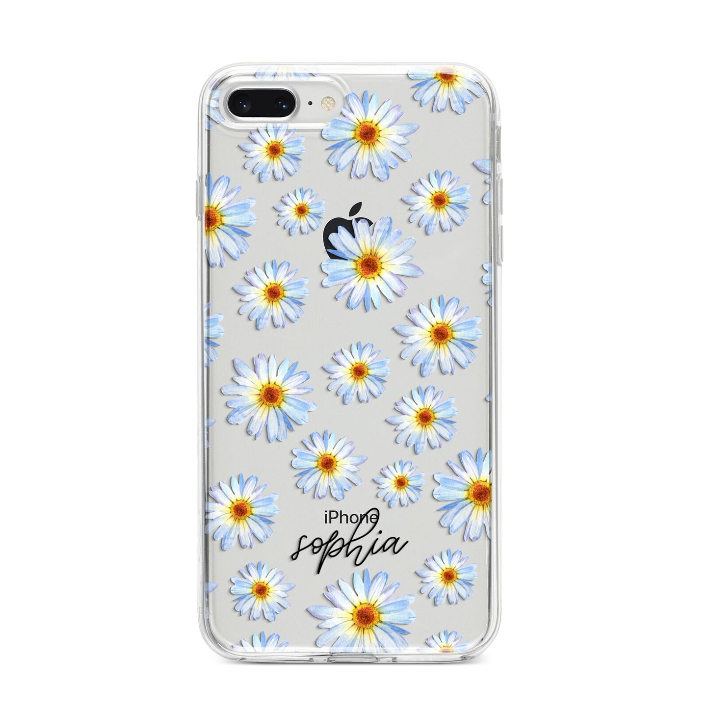 Personalised Daisy iPhone 8 Plus Bumper Case on Silver iPhone