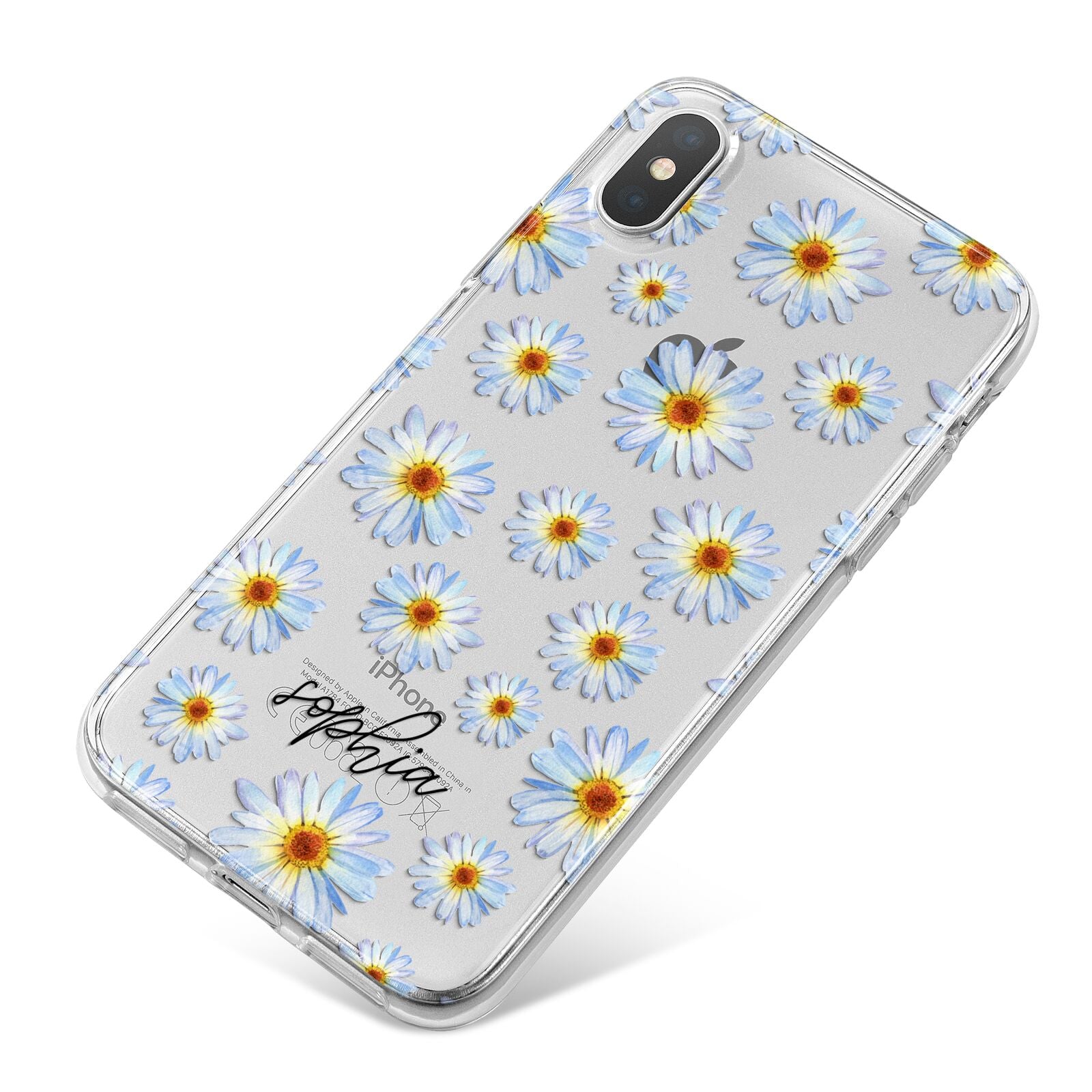 Personalised Daisy iPhone X Bumper Case on Silver iPhone