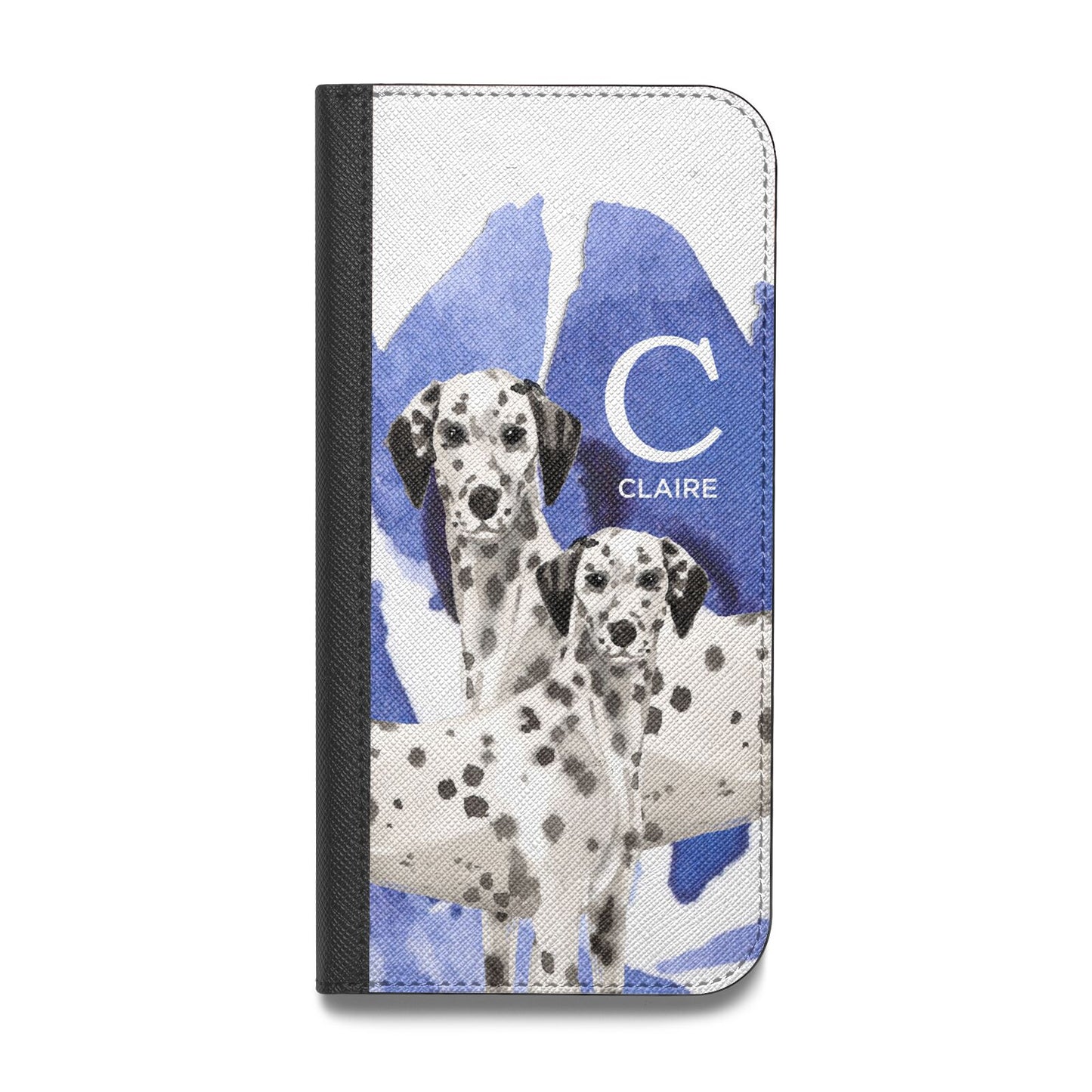 Personalised Dalmatian Vegan Leather Flip Samsung Case