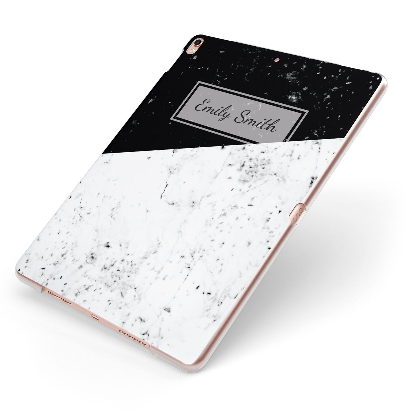 Personalised Day Night Marble Name Initials Apple iPad Case on Rose Gold iPad Side View