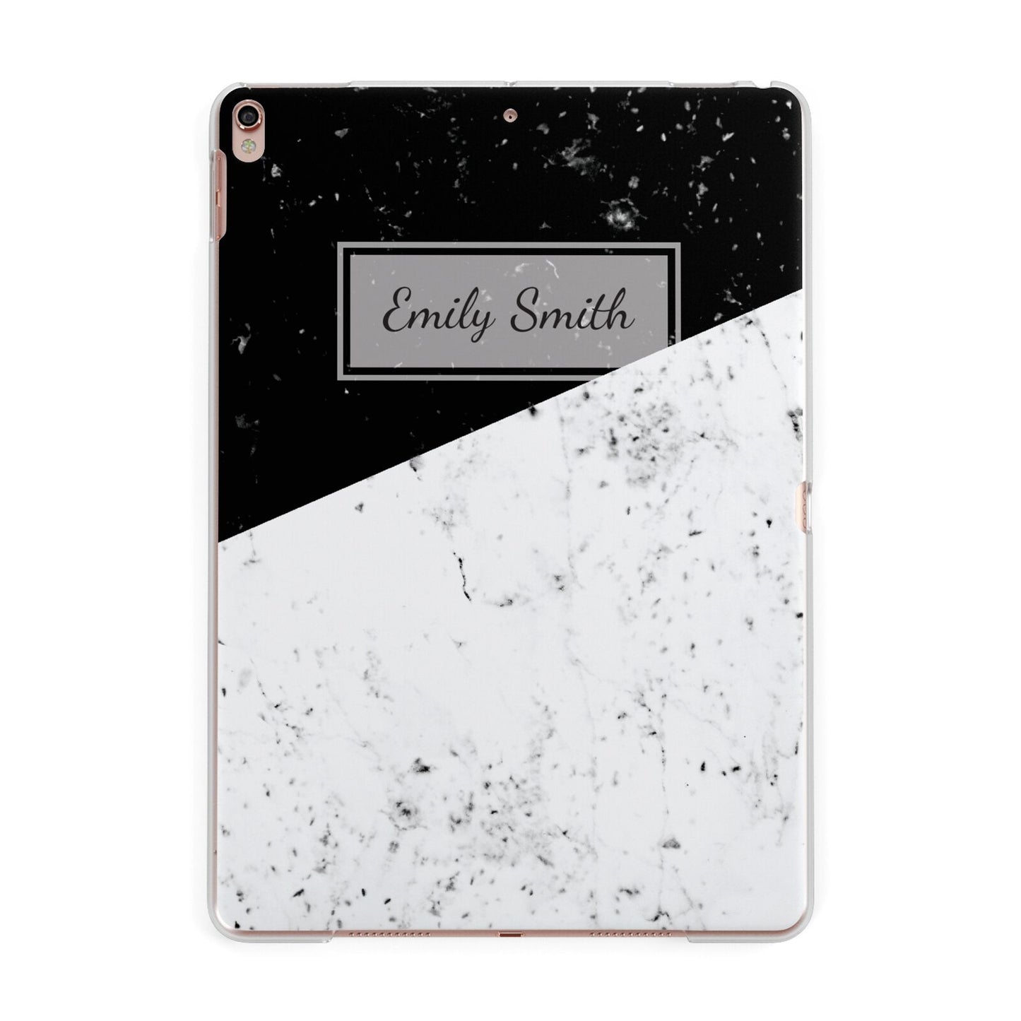 Personalised Day Night Marble Name Initials Apple iPad Rose Gold Case