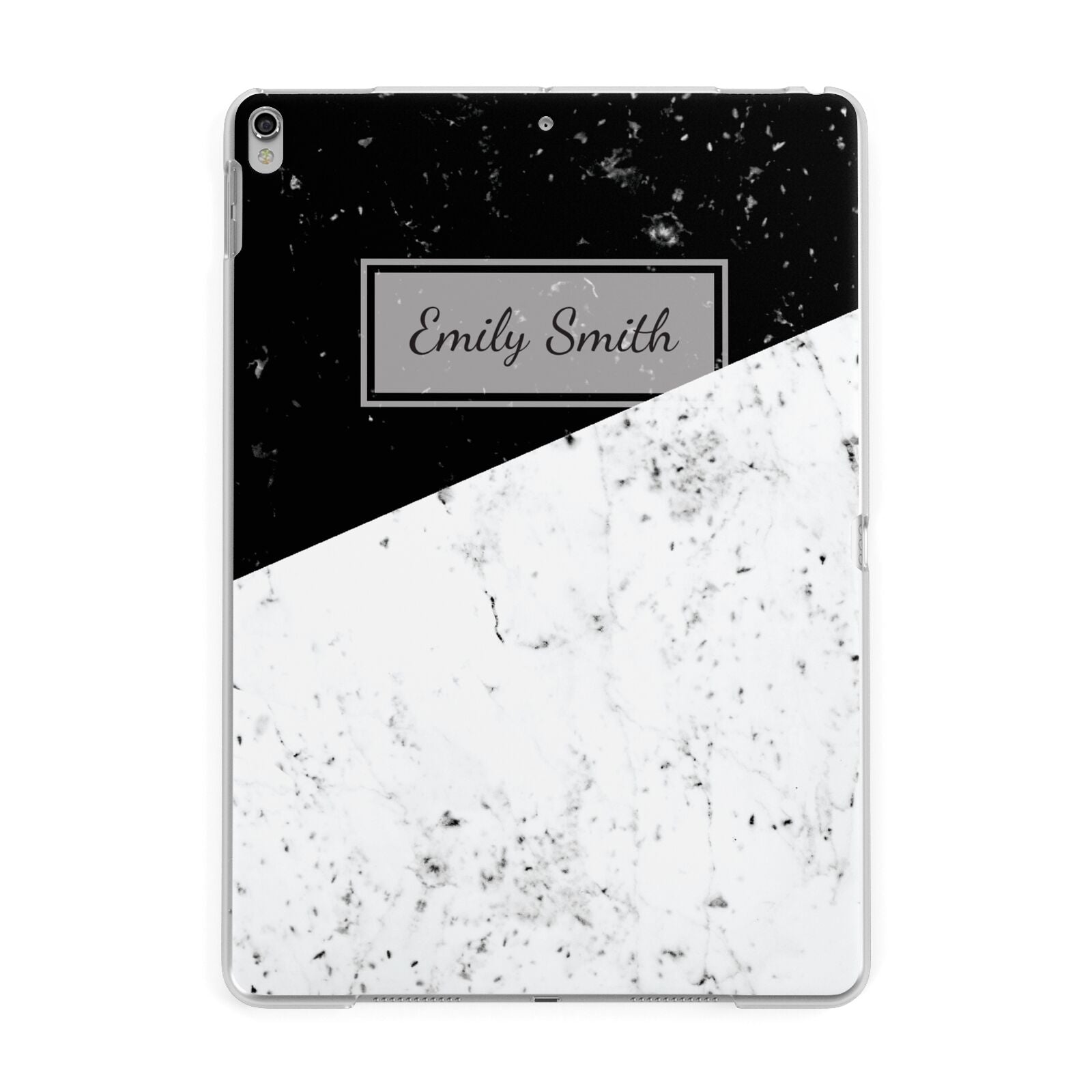 Personalised Day Night Marble Name Initials Apple iPad Silver Case