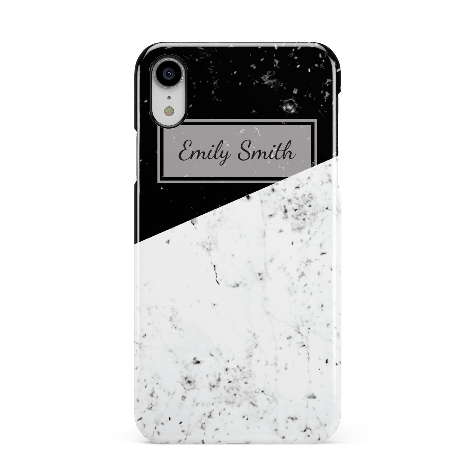 Personalised Day Night Marble Name Initials Apple iPhone XR White 3D Snap Case