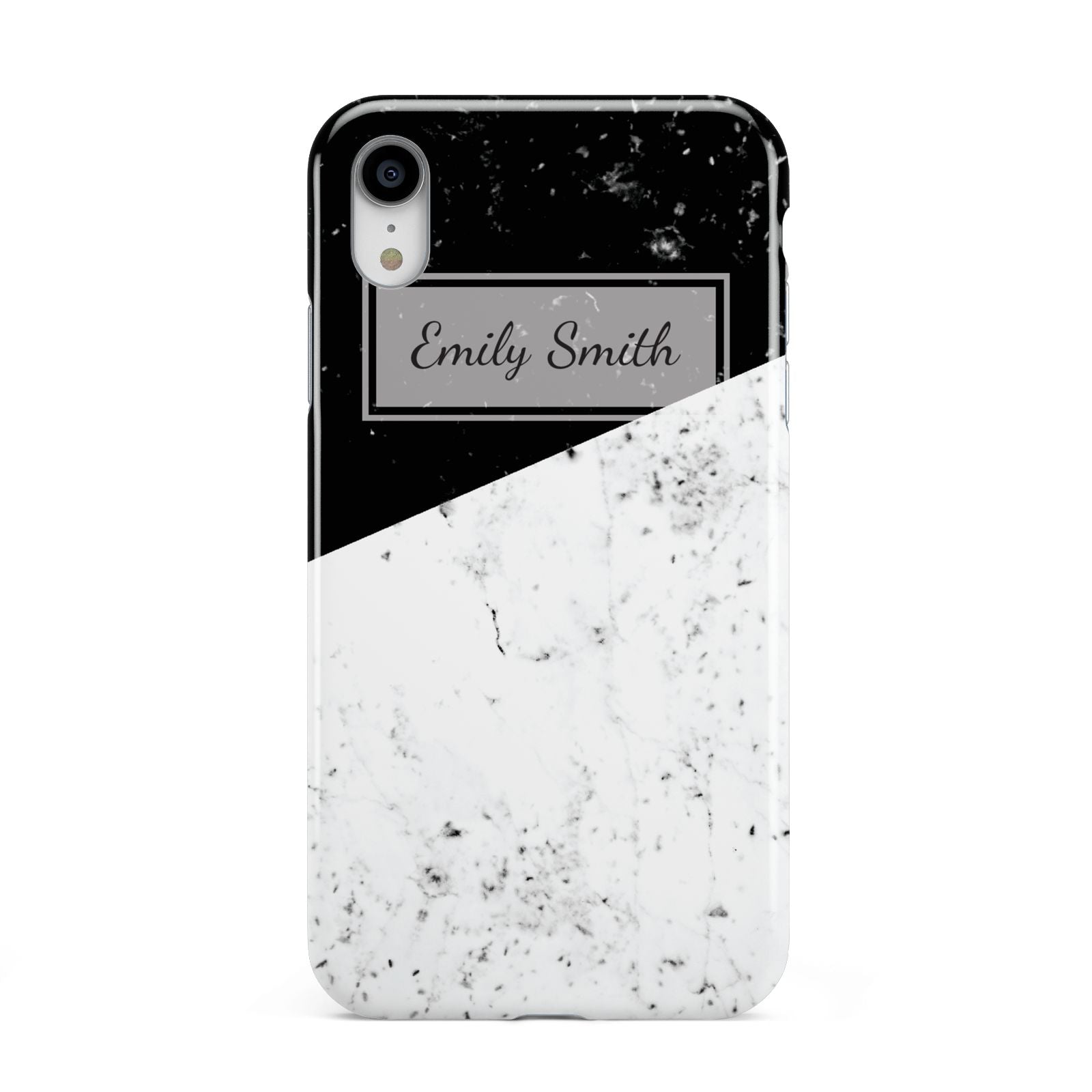 Personalised Day Night Marble Name Initials Apple iPhone XR White 3D Tough Case