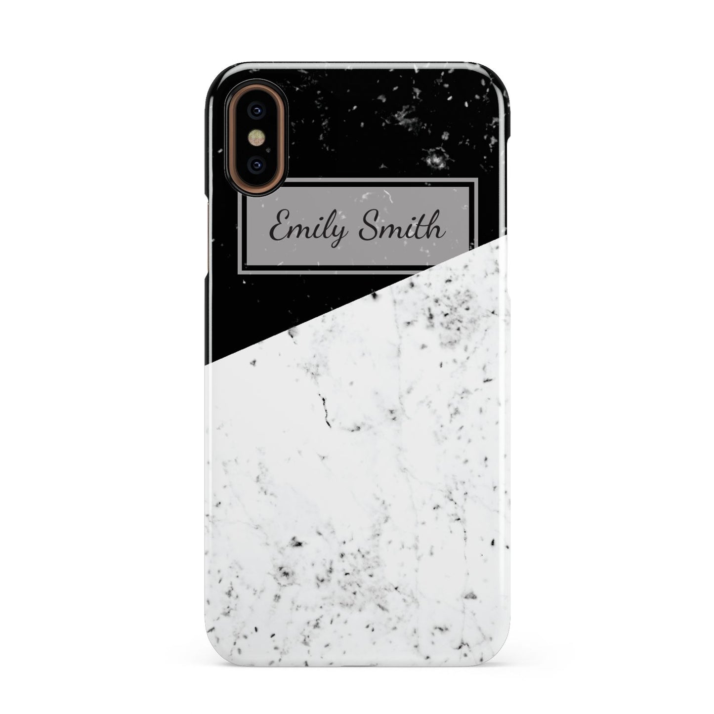 Personalised Day Night Marble Name Initials Apple iPhone XS 3D Snap Case