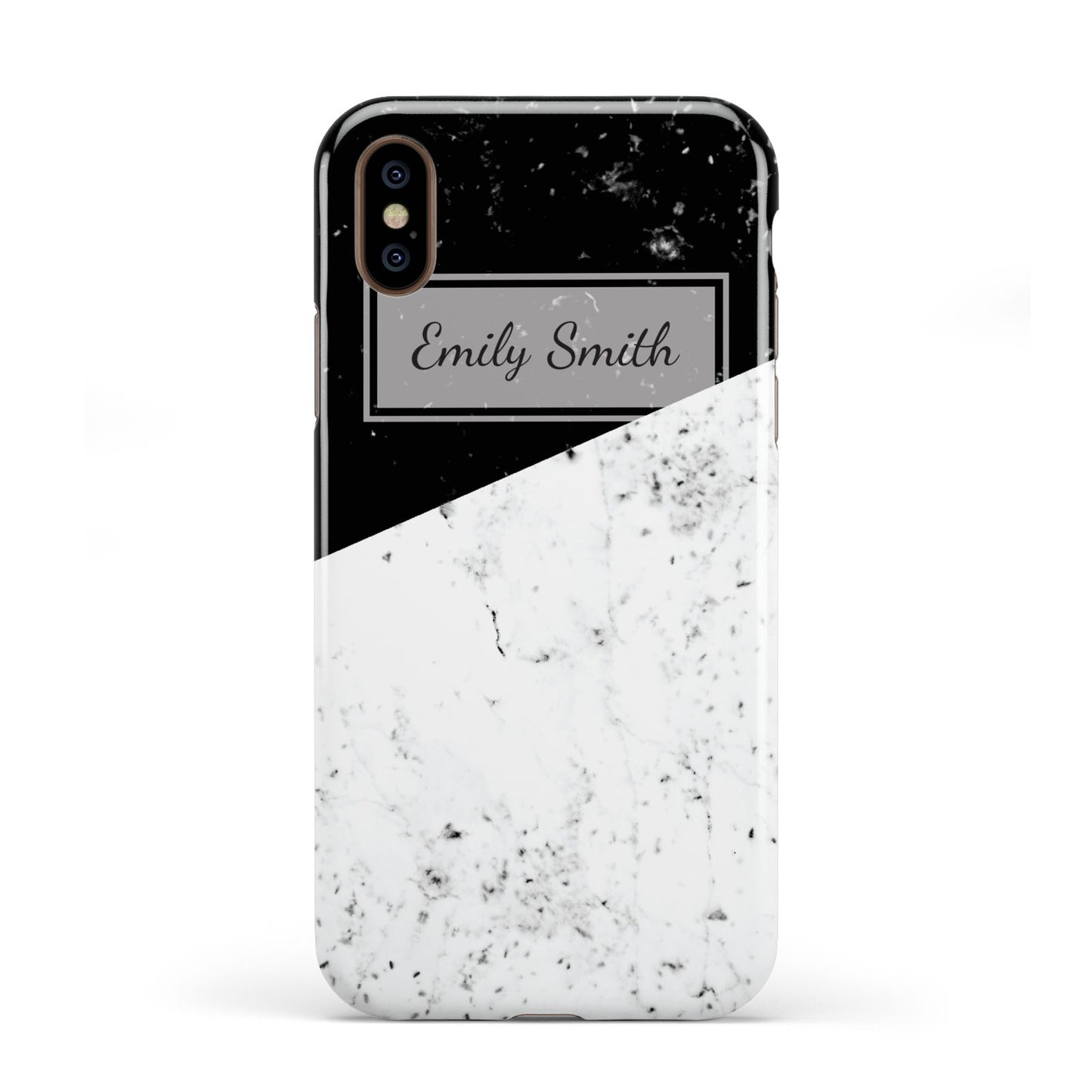 Personalised Day Night Marble Name Initials Apple iPhone XS 3D Tough