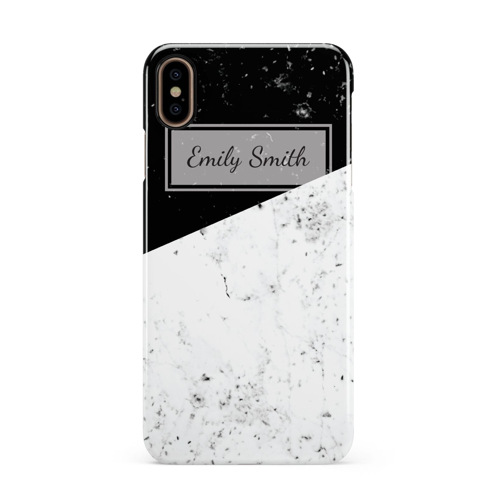 Personalised Day Night Marble Name Initials Apple iPhone Xs Max 3D Snap Case