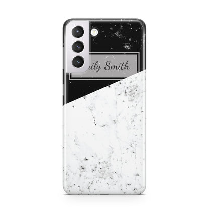 Personalised Day Night Marble Name Initials Samsung S21 Case