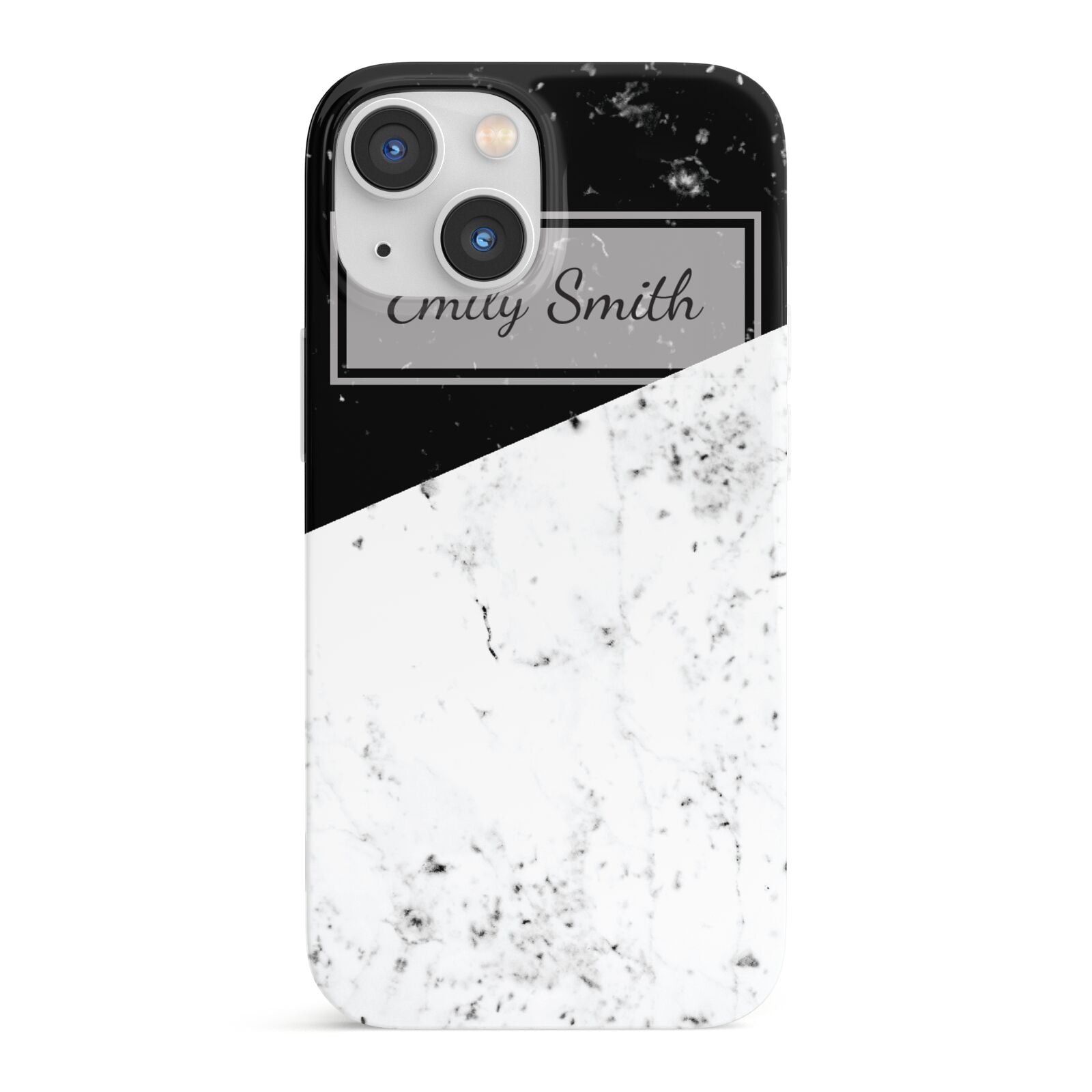 Personalised Day Night Marble Name Initials iPhone 13 Mini Full Wrap 3D Snap Case