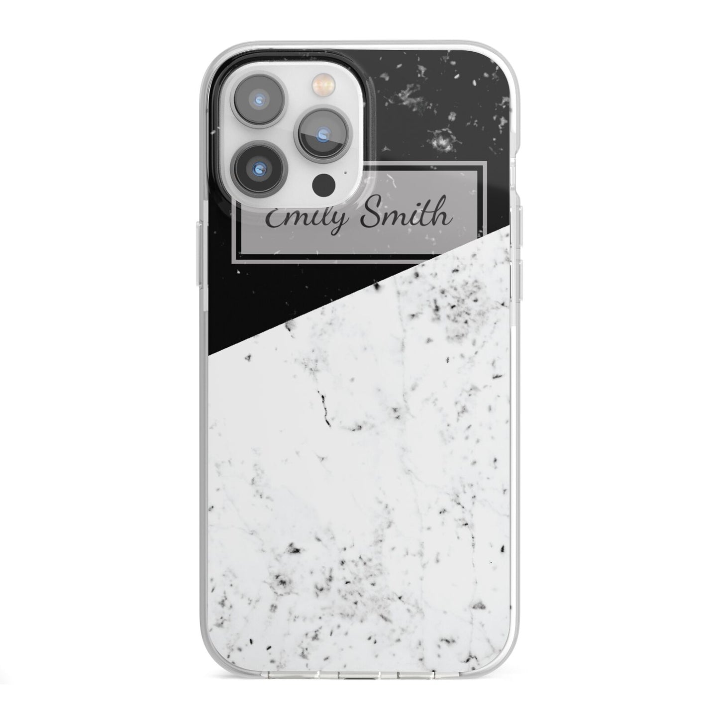 Personalised Day Night Marble Name Initials iPhone 13 Pro Max TPU Impact Case with White Edges