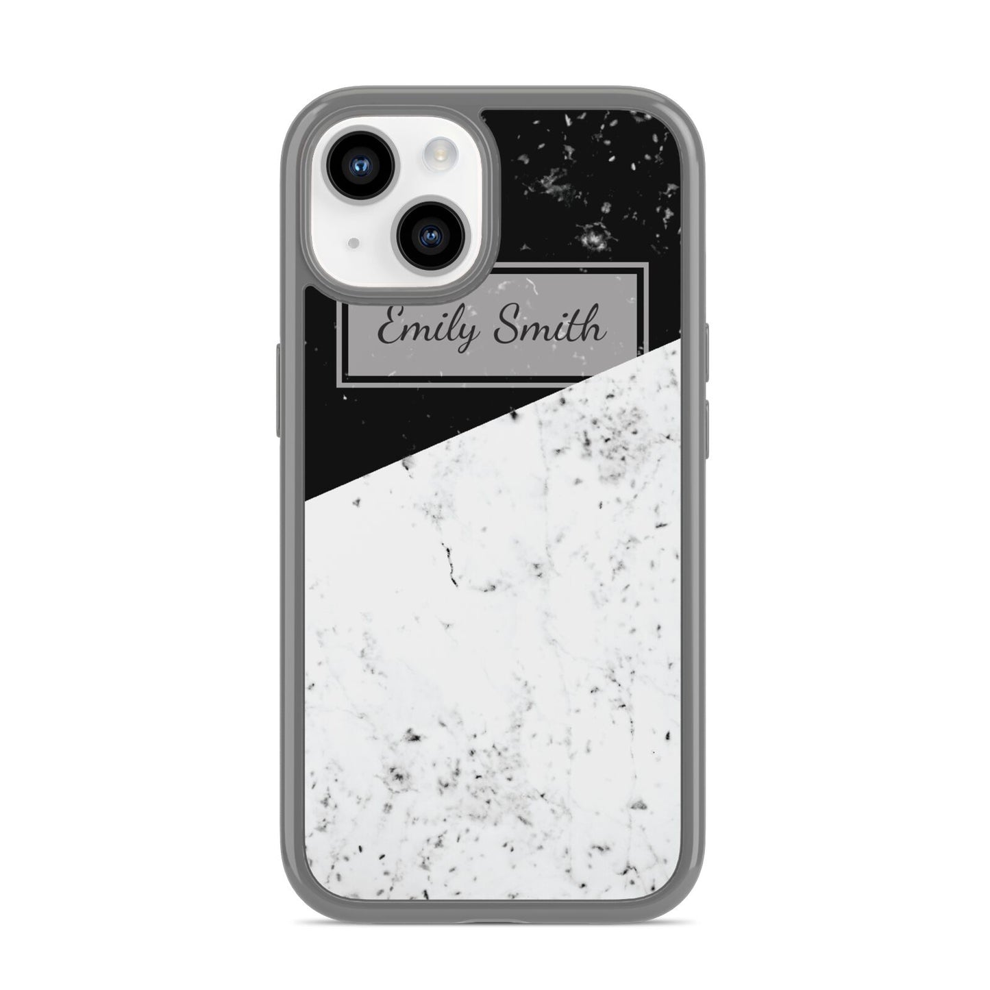 Personalised Day Night Marble Name Initials iPhone 14 Clear Tough Case Starlight