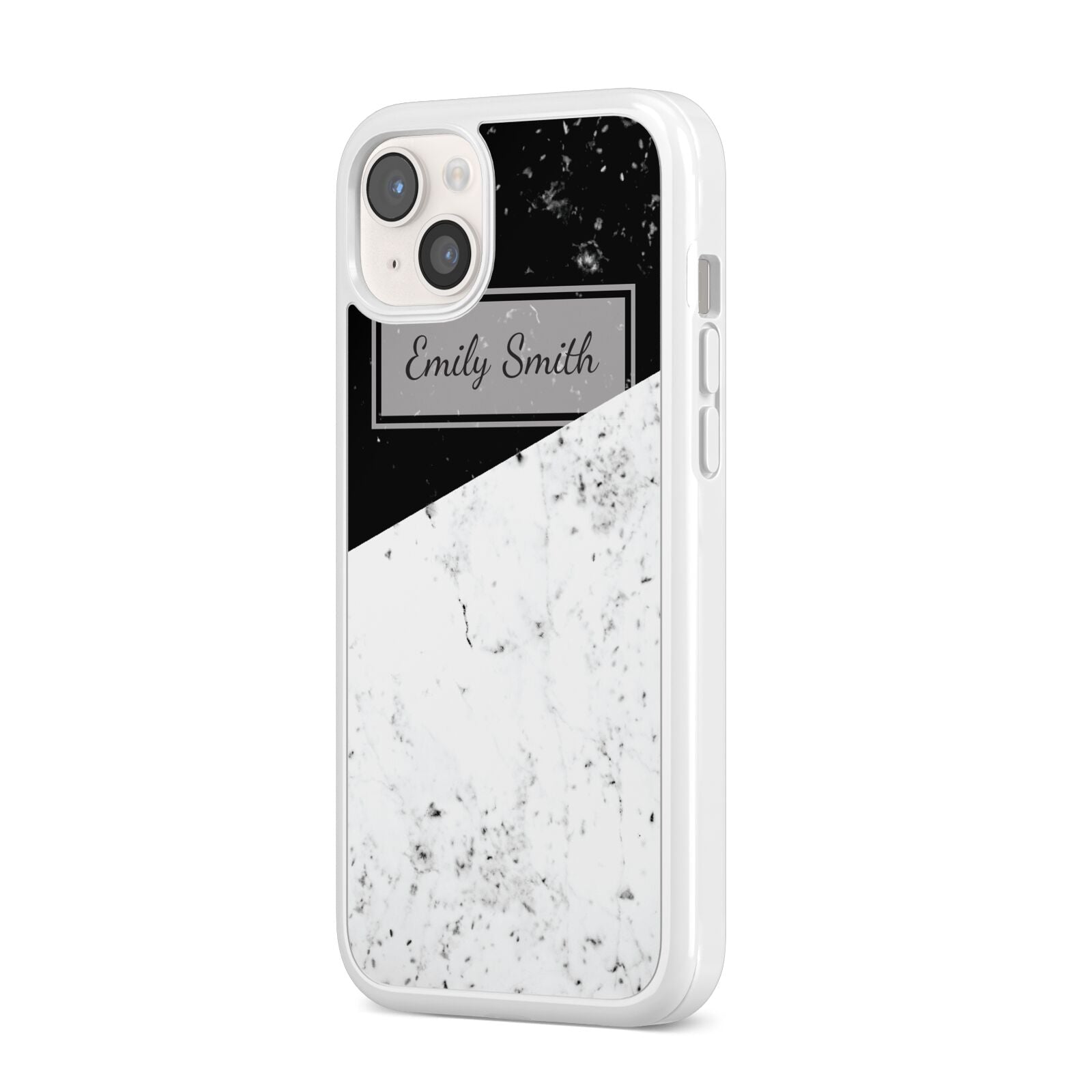 Personalised Day Night Marble Name Initials iPhone 14 Plus Clear Tough Case Starlight Angled Image