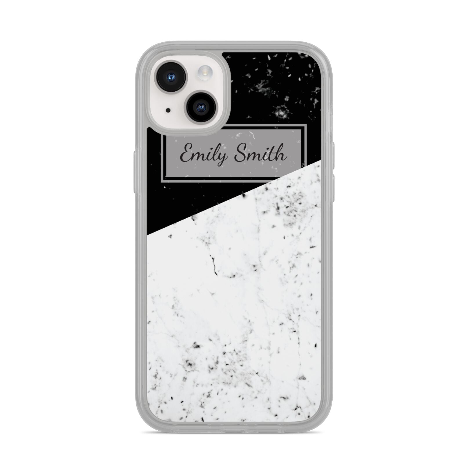 Personalised Day Night Marble Name Initials iPhone 14 Plus Clear Tough Case Starlight