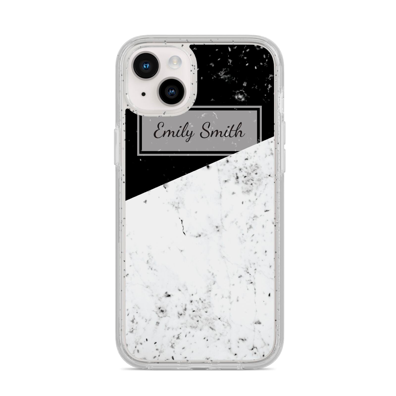 Personalised Day Night Marble Name Initials iPhone 14 Plus Glitter Tough Case Starlight