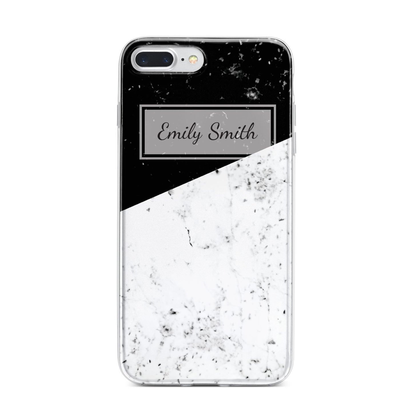 Personalised Day Night Marble Name Initials iPhone 7 Plus Bumper Case on Silver iPhone