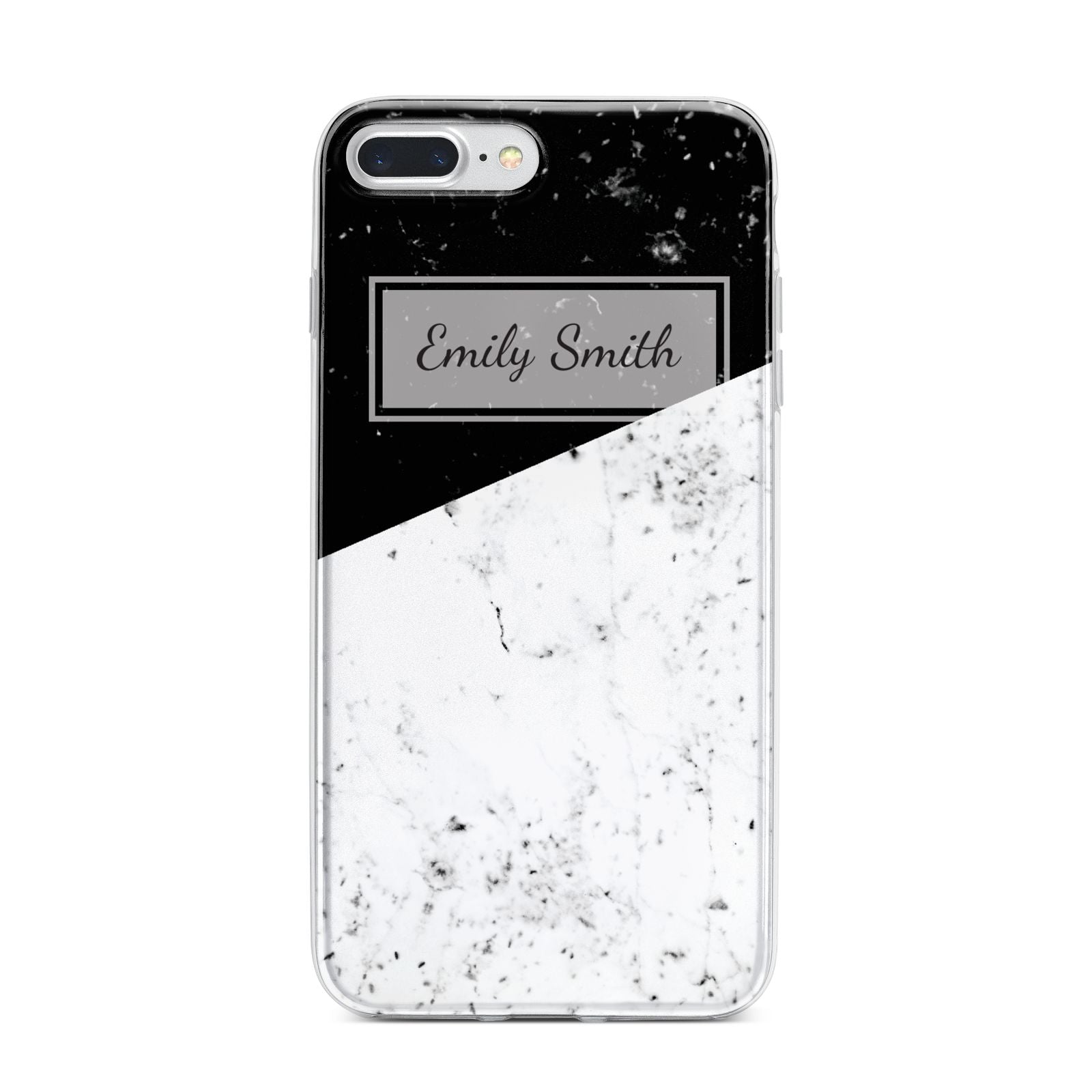 Personalised Day Night Marble Name Initials iPhone 7 Plus Bumper Case on Silver iPhone