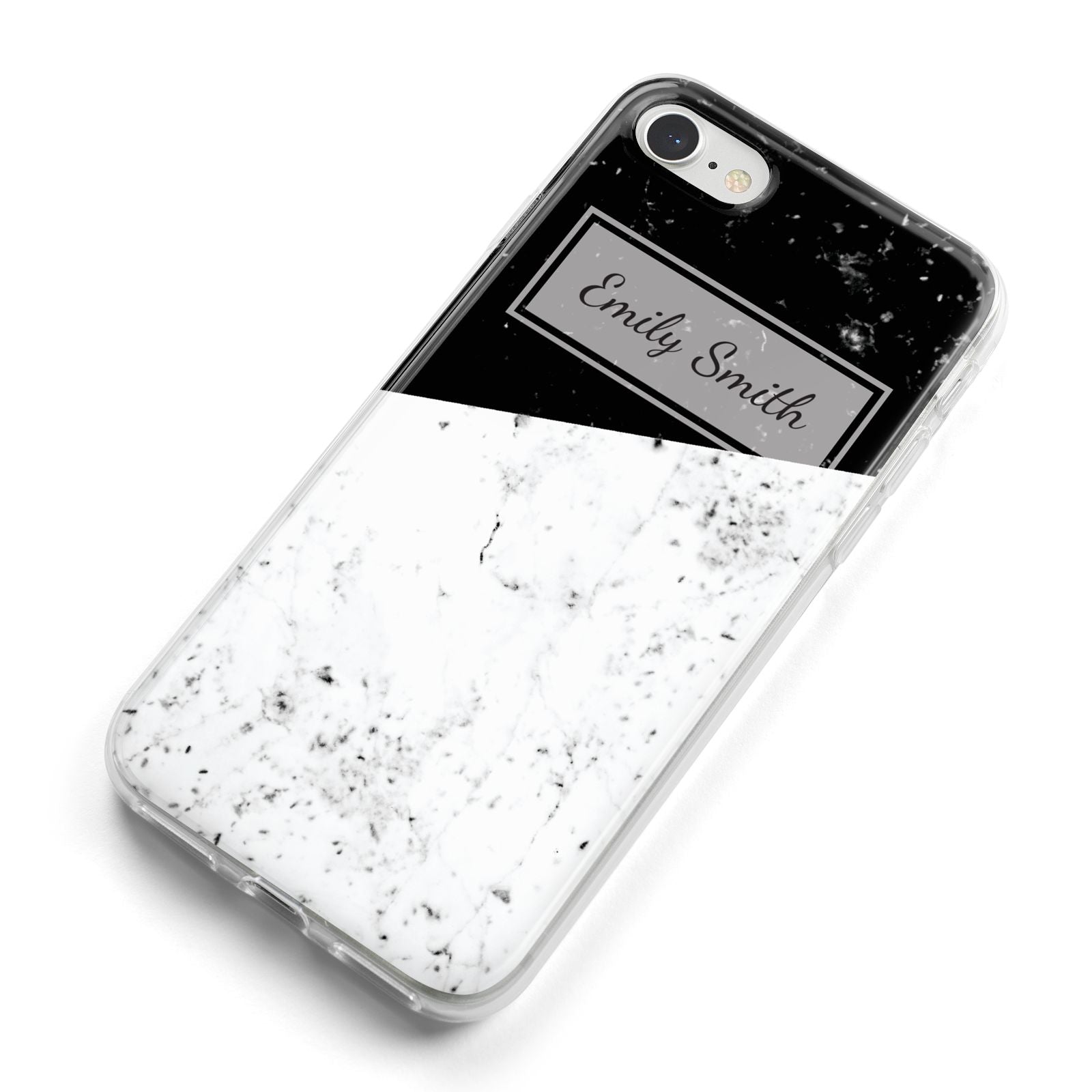 Personalised Day Night Marble Name Initials iPhone 8 Bumper Case on Silver iPhone Alternative Image