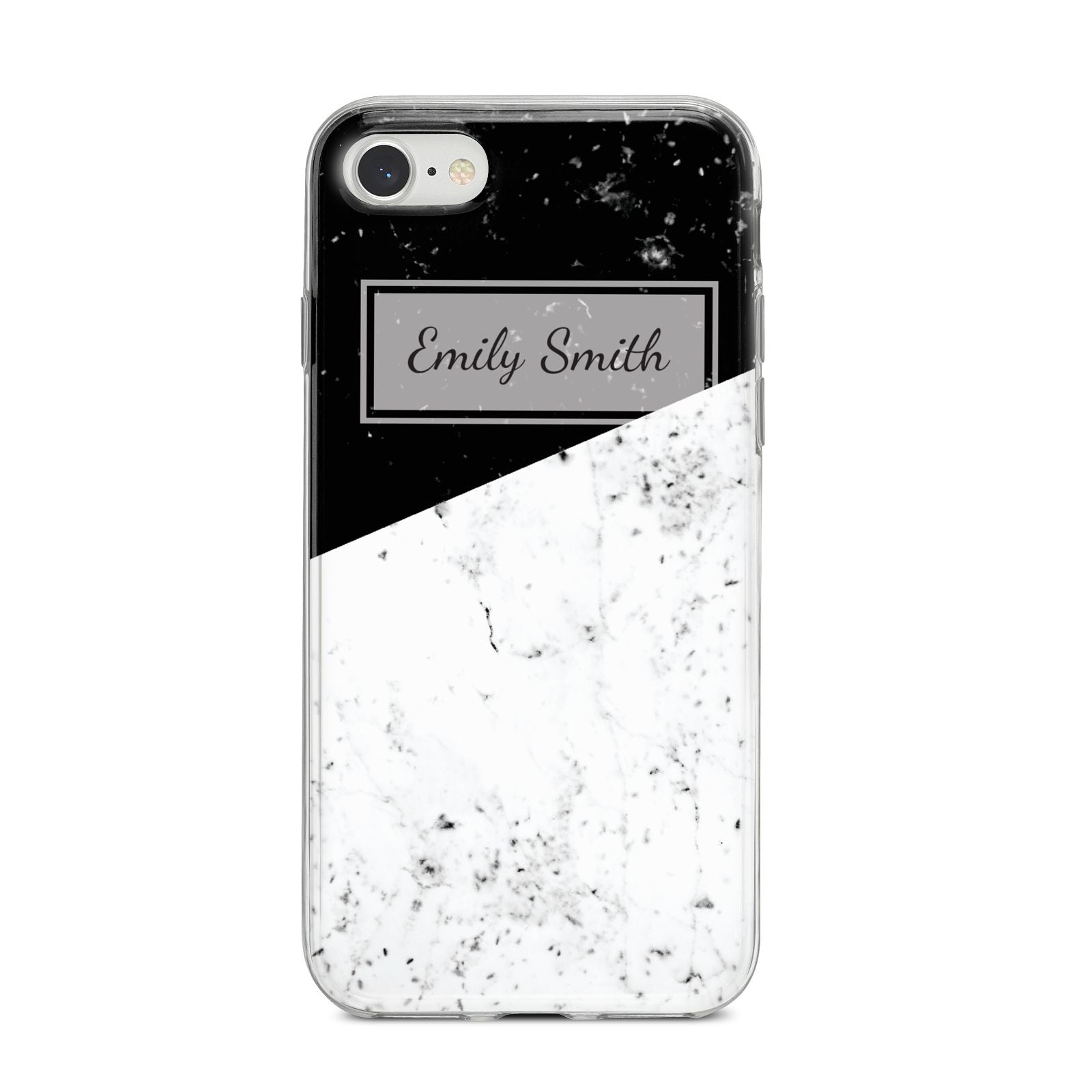 Personalised Day Night Marble Name Initials iPhone 8 Bumper Case on Silver iPhone