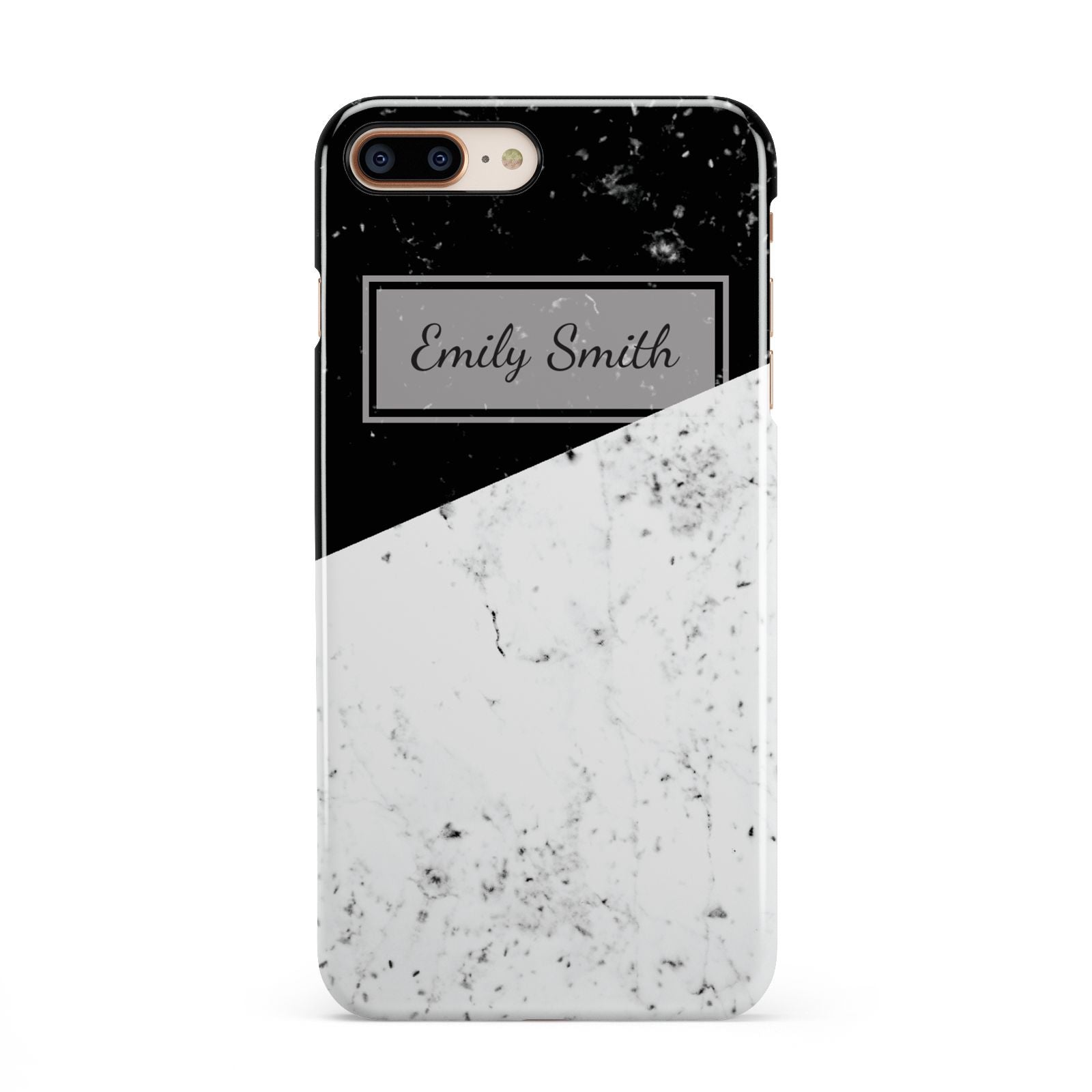 Personalised Day Night Marble Name Initials iPhone 8 Plus 3D Snap Case on Gold Phone