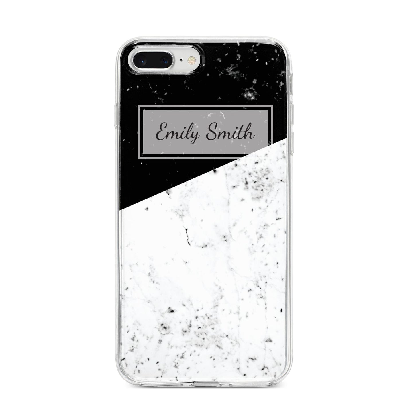 Personalised Day Night Marble Name Initials iPhone 8 Plus Bumper Case on Silver iPhone