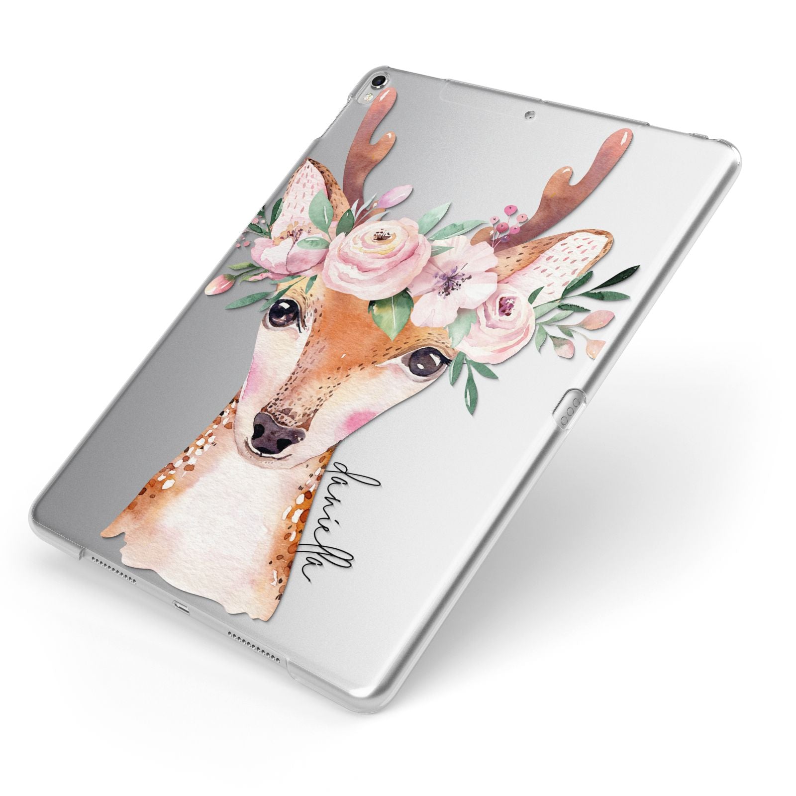 Personalised Deer Apple iPad Case on Silver iPad Side View