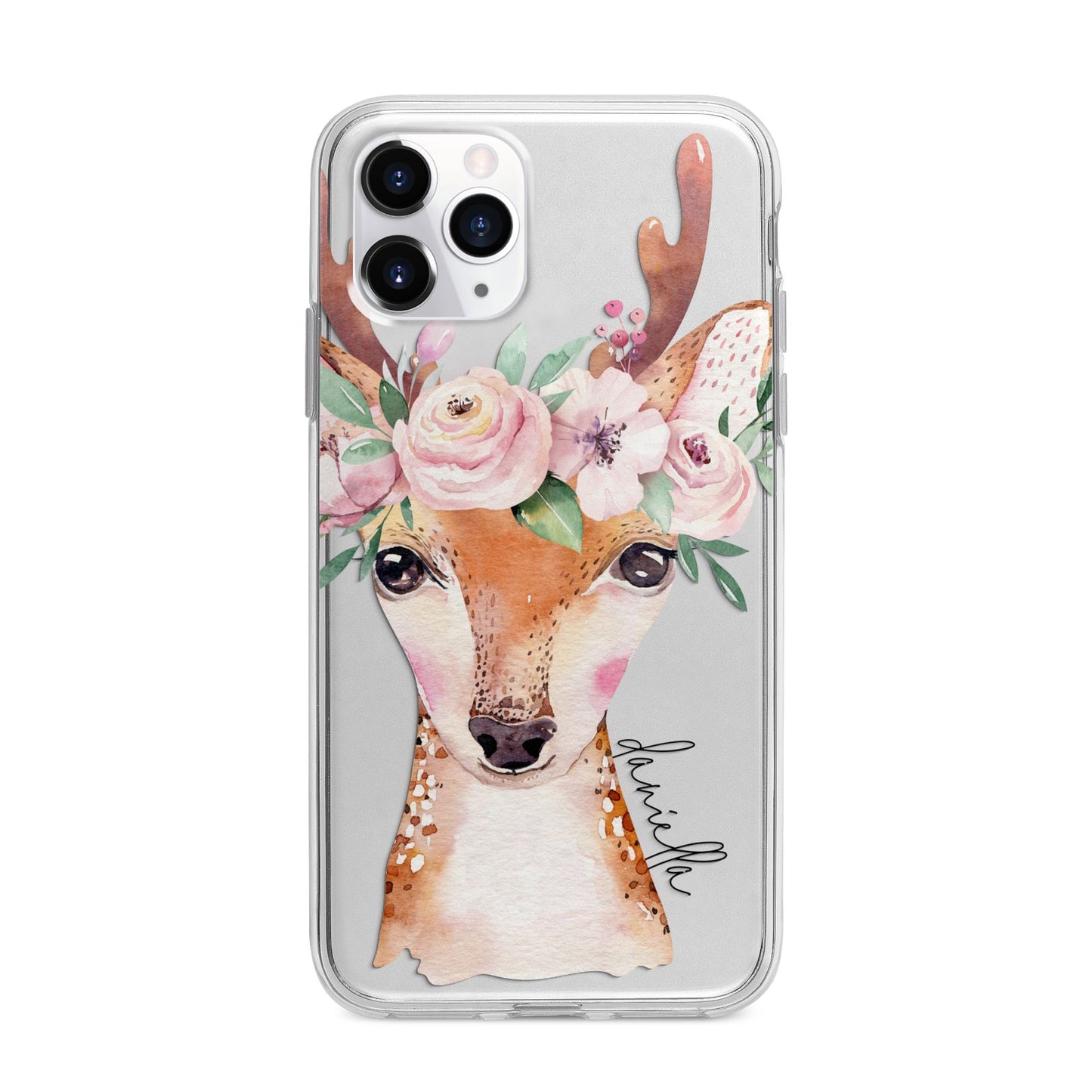 Personalised Deer Apple iPhone 11 Pro Max in Silver with Bumper Case