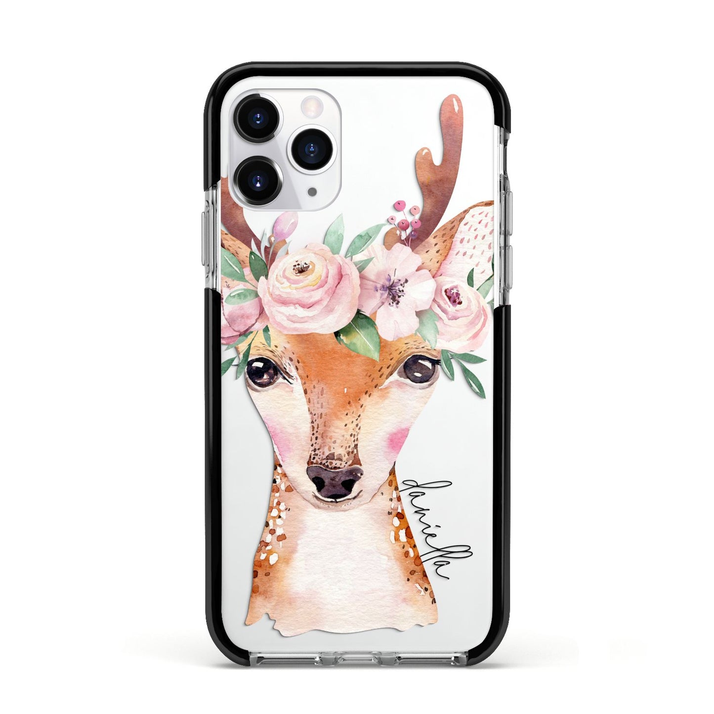 Personalised Deer Apple iPhone 11 Pro in Silver with Black Impact Case