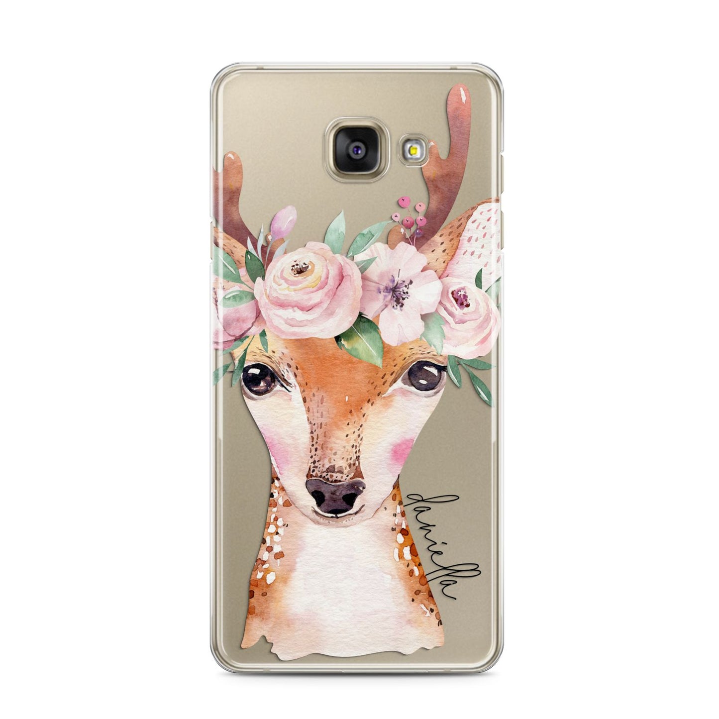 Personalised Deer Samsung Galaxy A3 2016 Case on gold phone