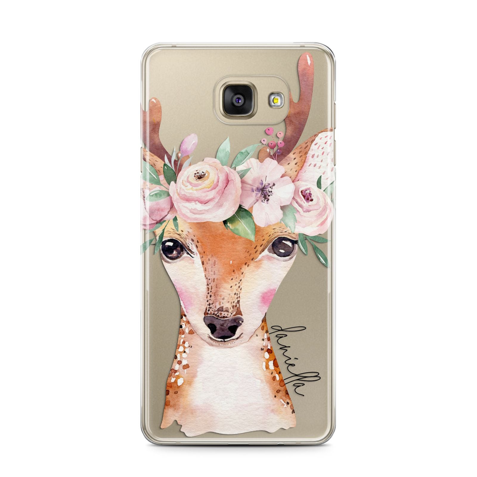 Personalised Deer Samsung Galaxy A7 2016 Case on gold phone