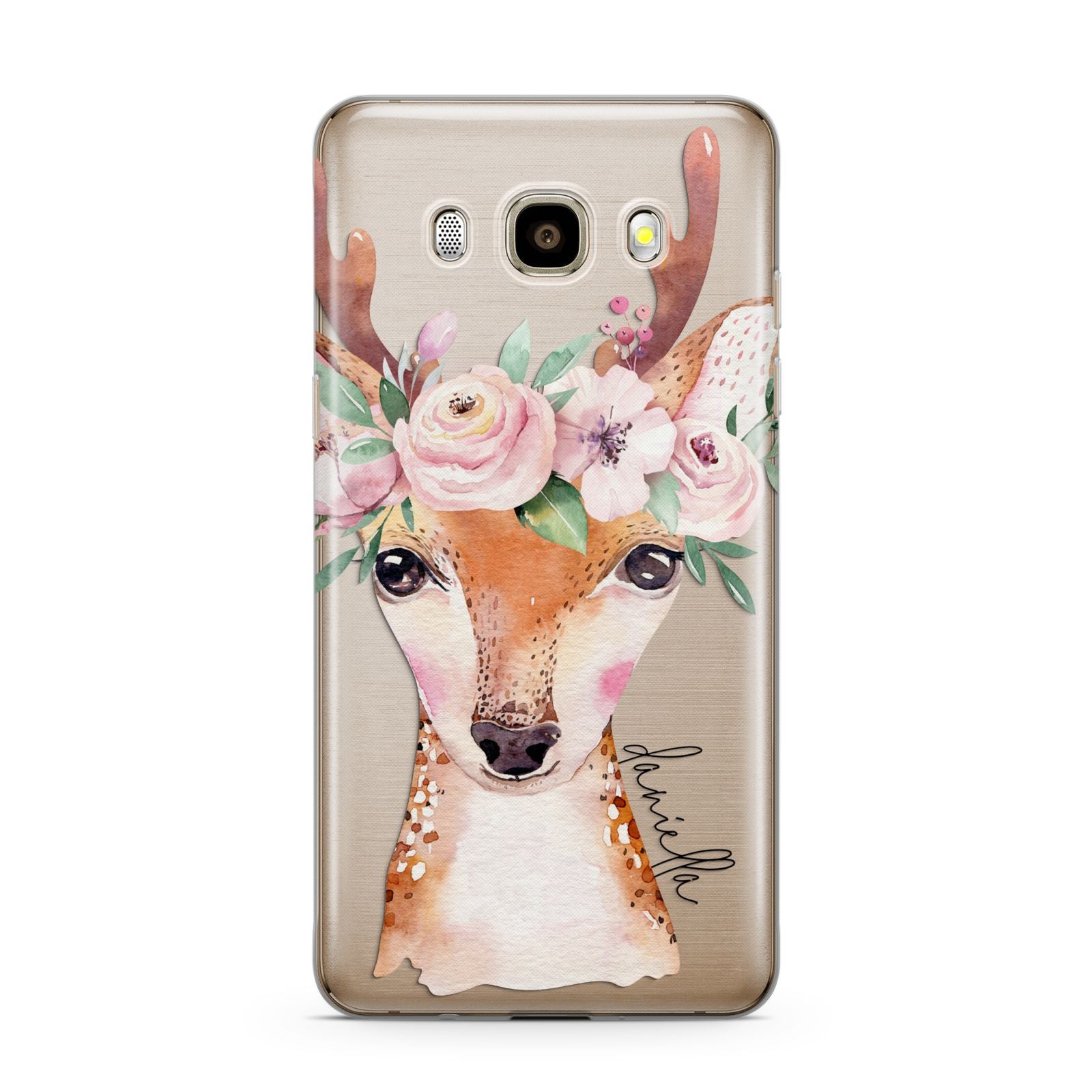 Personalised Deer Samsung Galaxy J7 2016 Case on gold phone