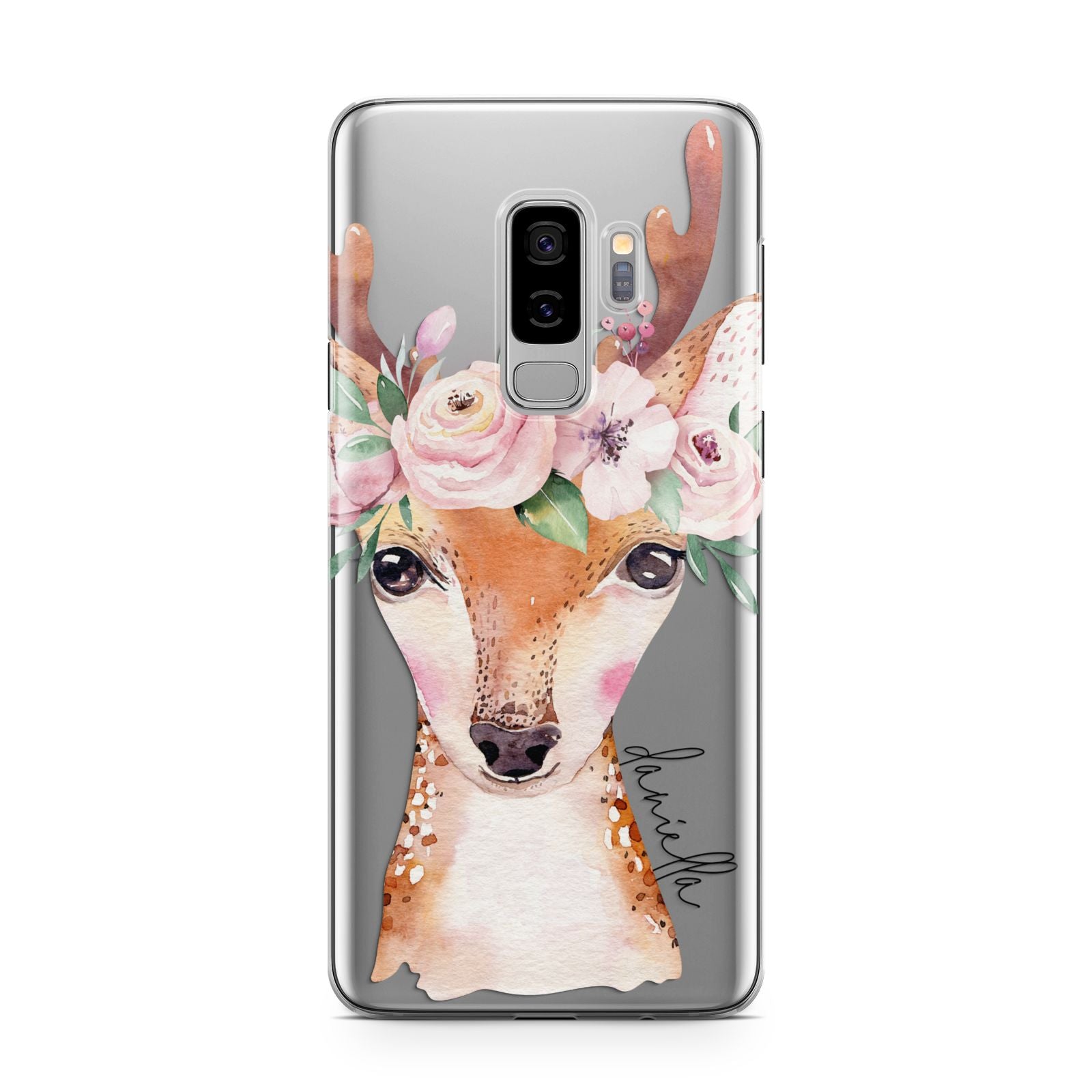 Personalised Deer Samsung Galaxy S9 Plus Case on Silver phone