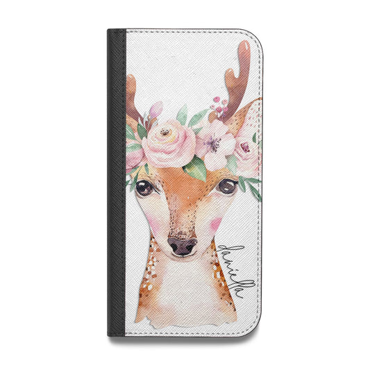 Personalised Deer Vegan Leather Flip iPhone Case